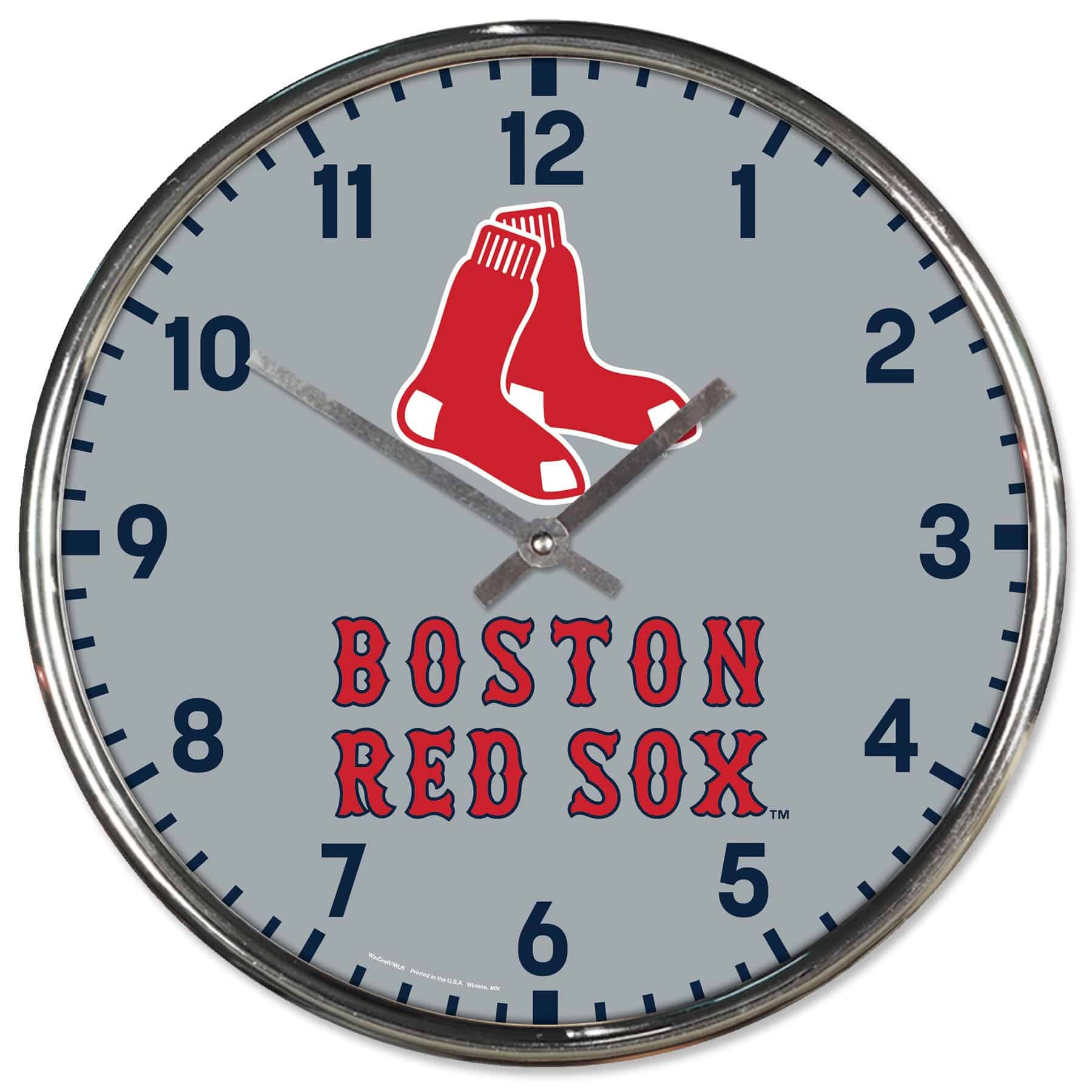 Boston Red Sox Chrome MLB Team Design Wall Clock