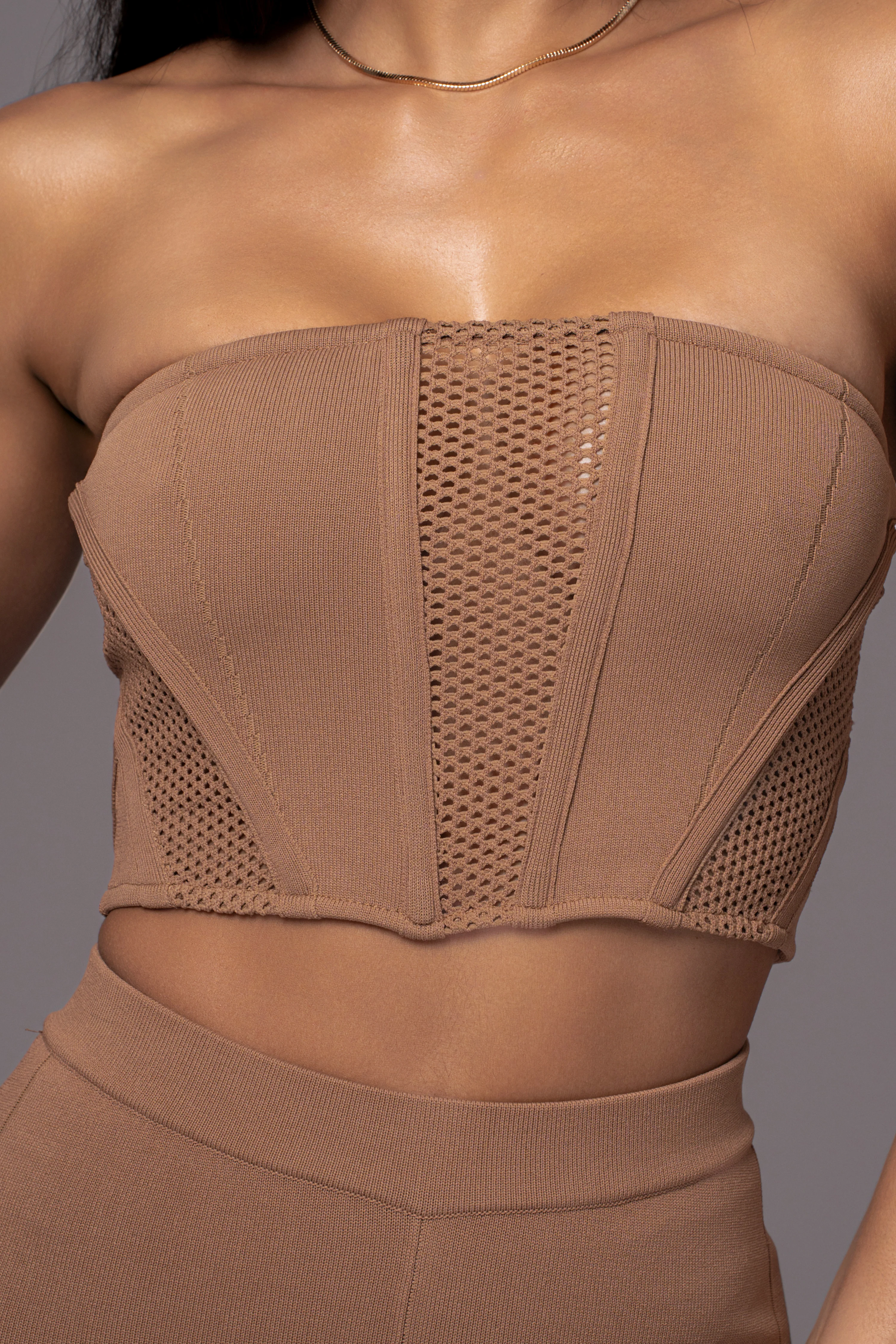 Pecan Freda Knit Bustier