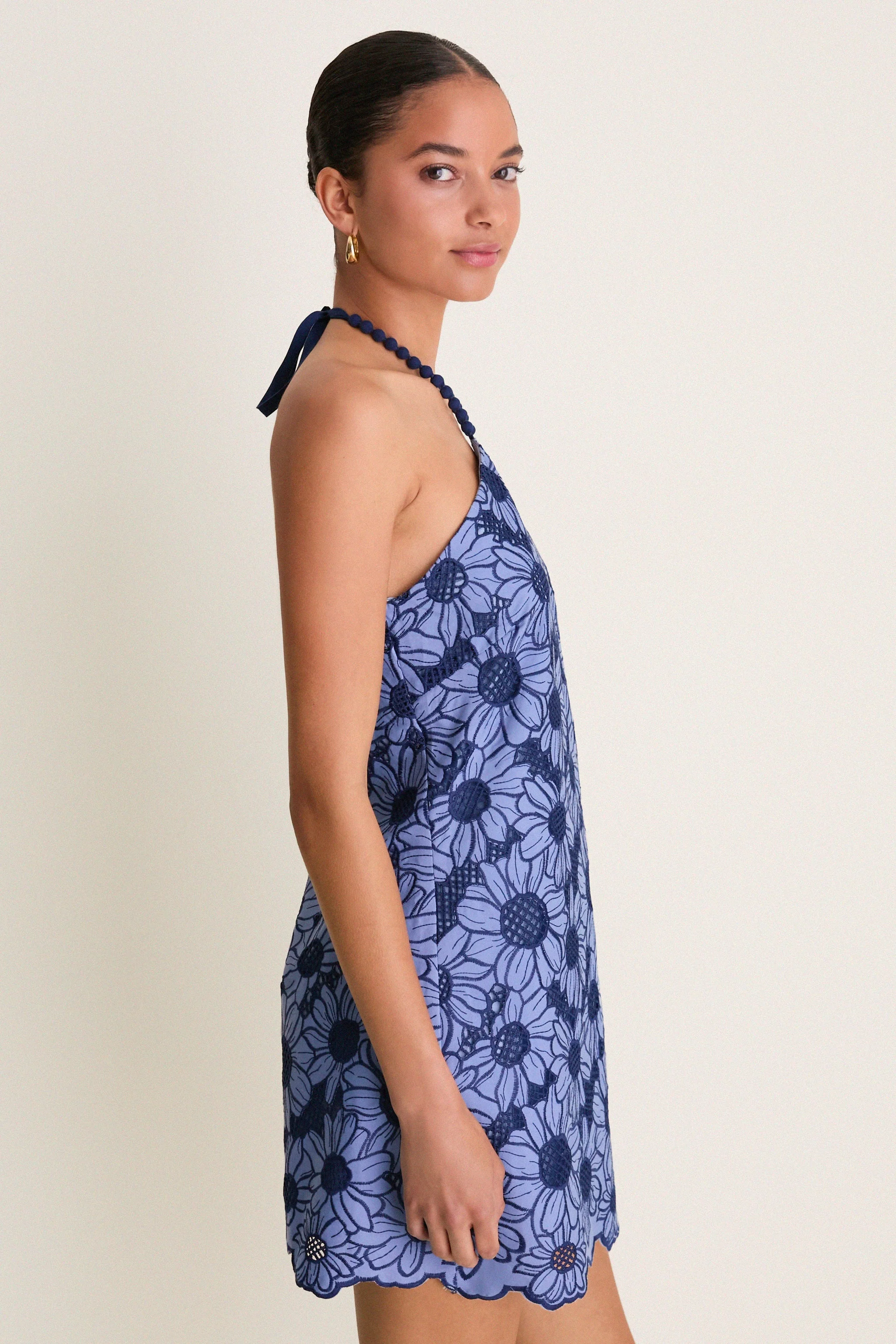 Navy & Slate Sunflower Eyelet Helen Mini Dress