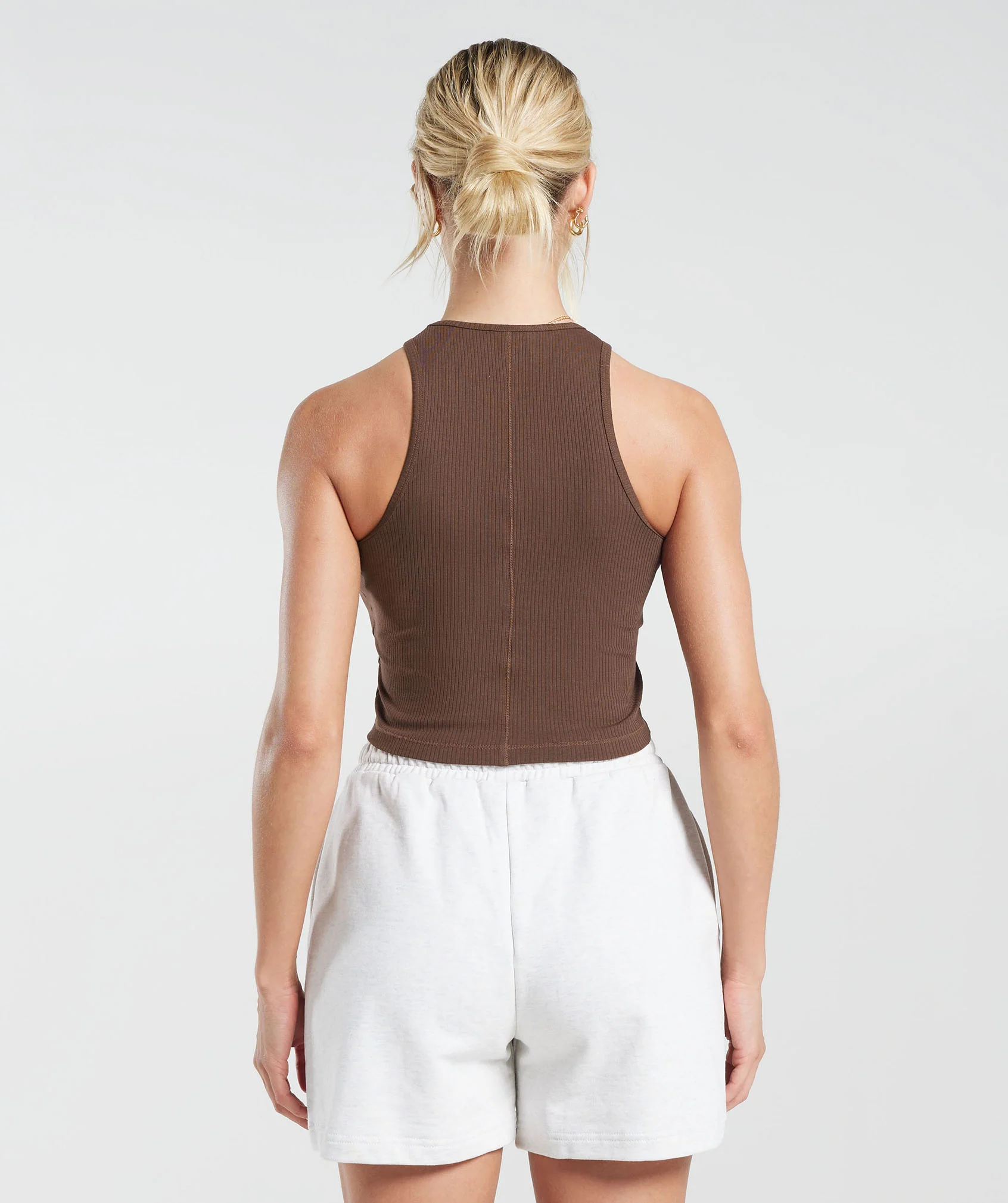 Cotton Rib Midi Tank Brown
