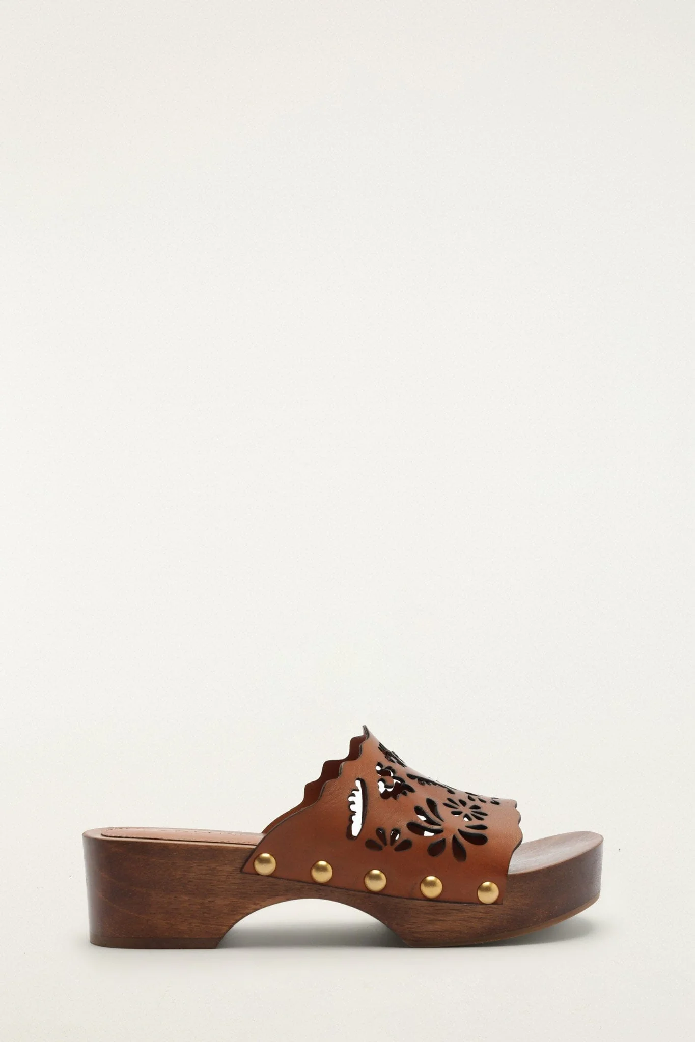 Brown Lace Leather Clog