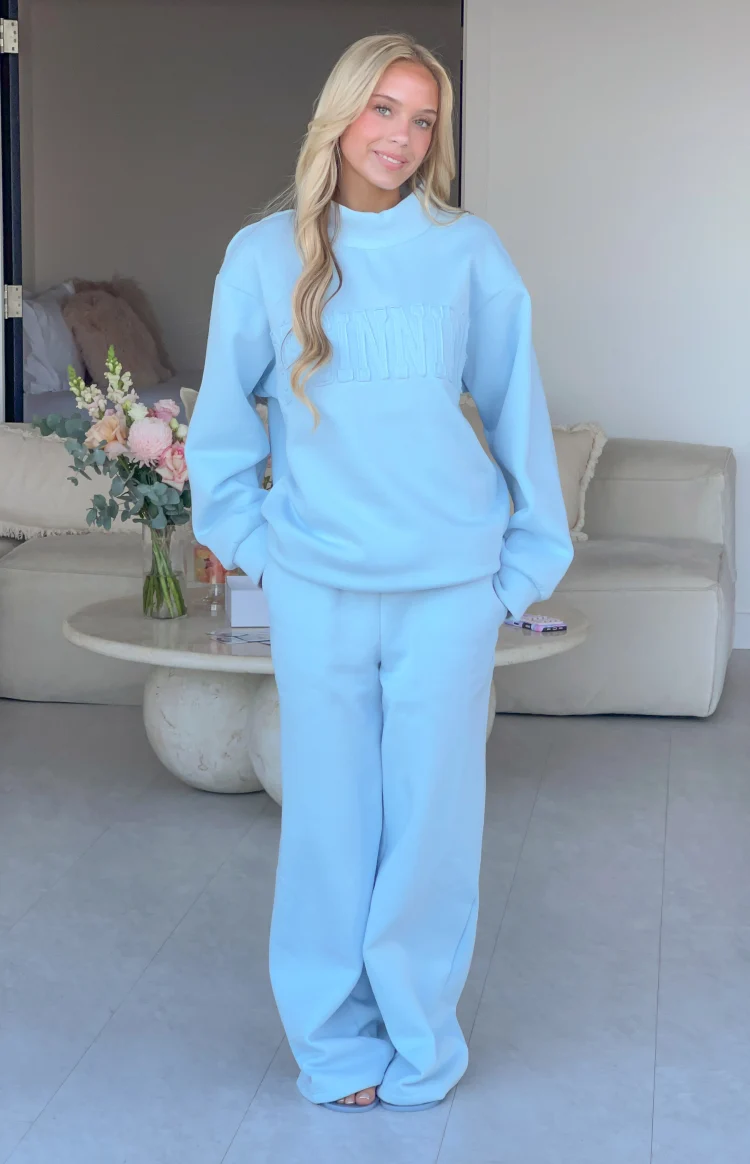 Pip Blue Mid Rise Slouch Fit Trackpants