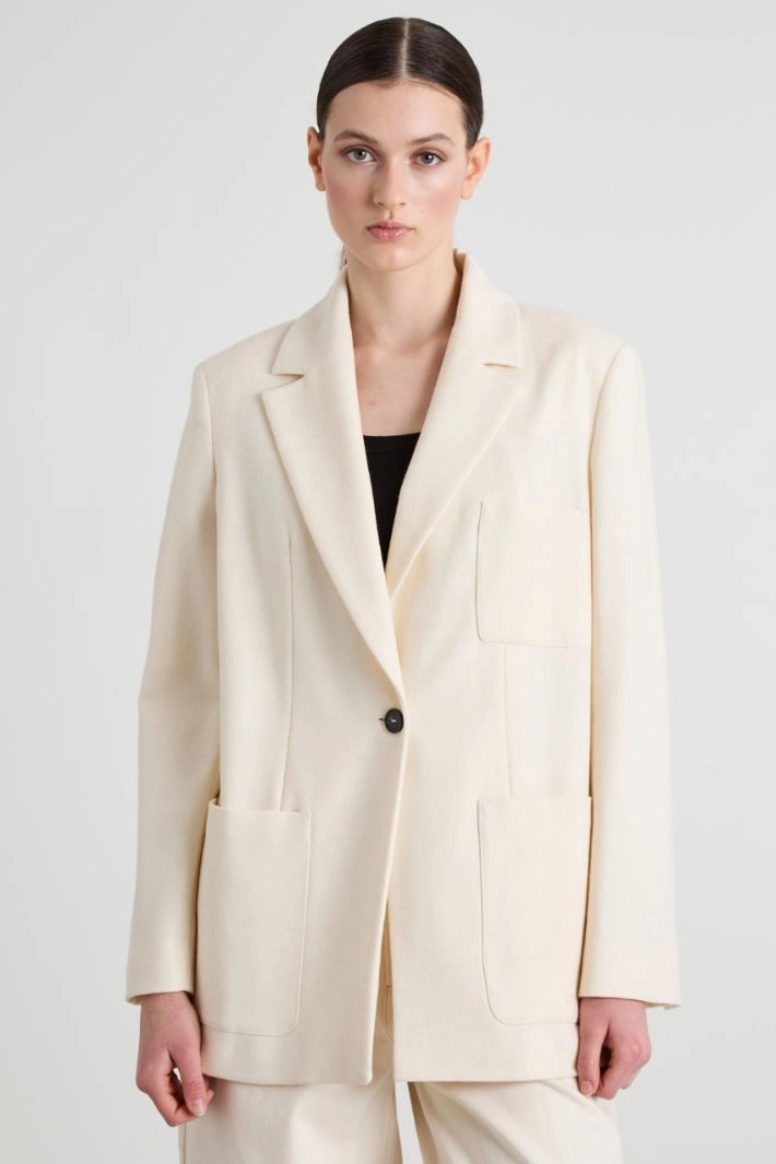 Cotton and wool blazer - IVORY