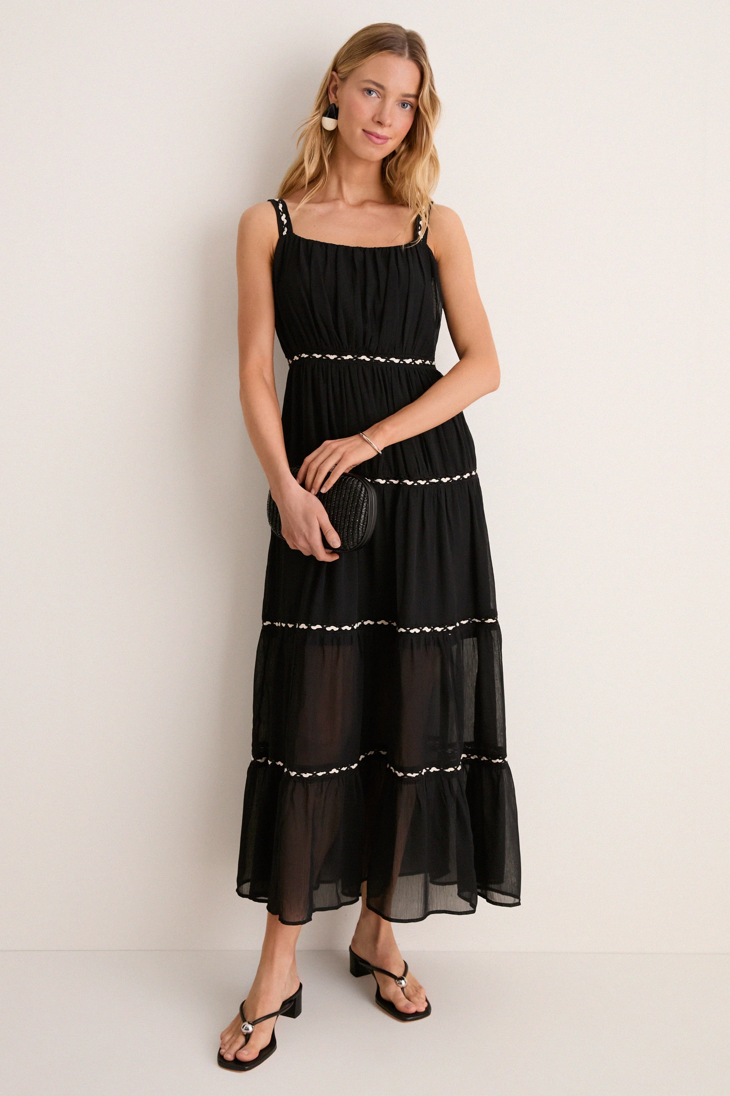Black Smocked Ric Rac Sabina Dress