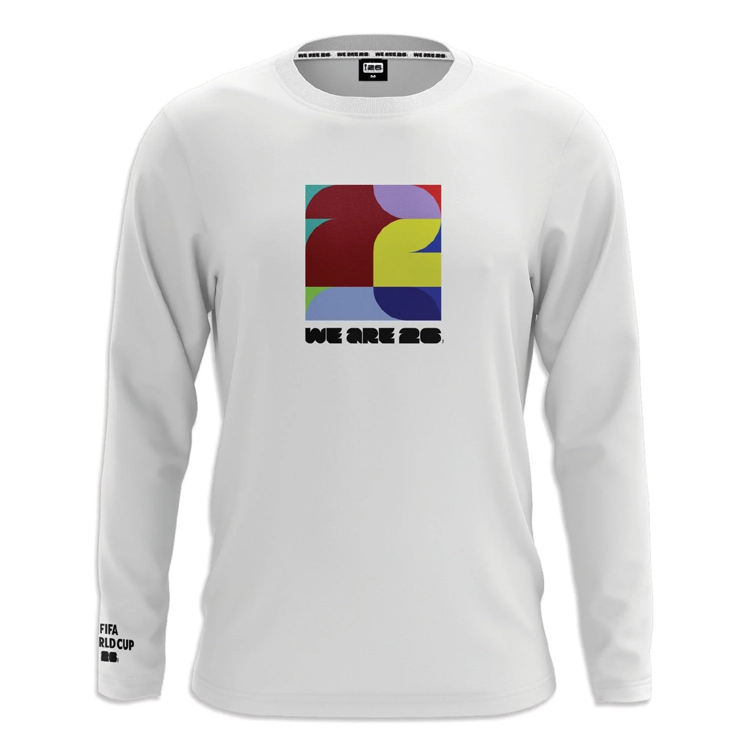 2026 Soccer Fan Collection Square Abstract Long Sleeve White T-Shirt - Unisex