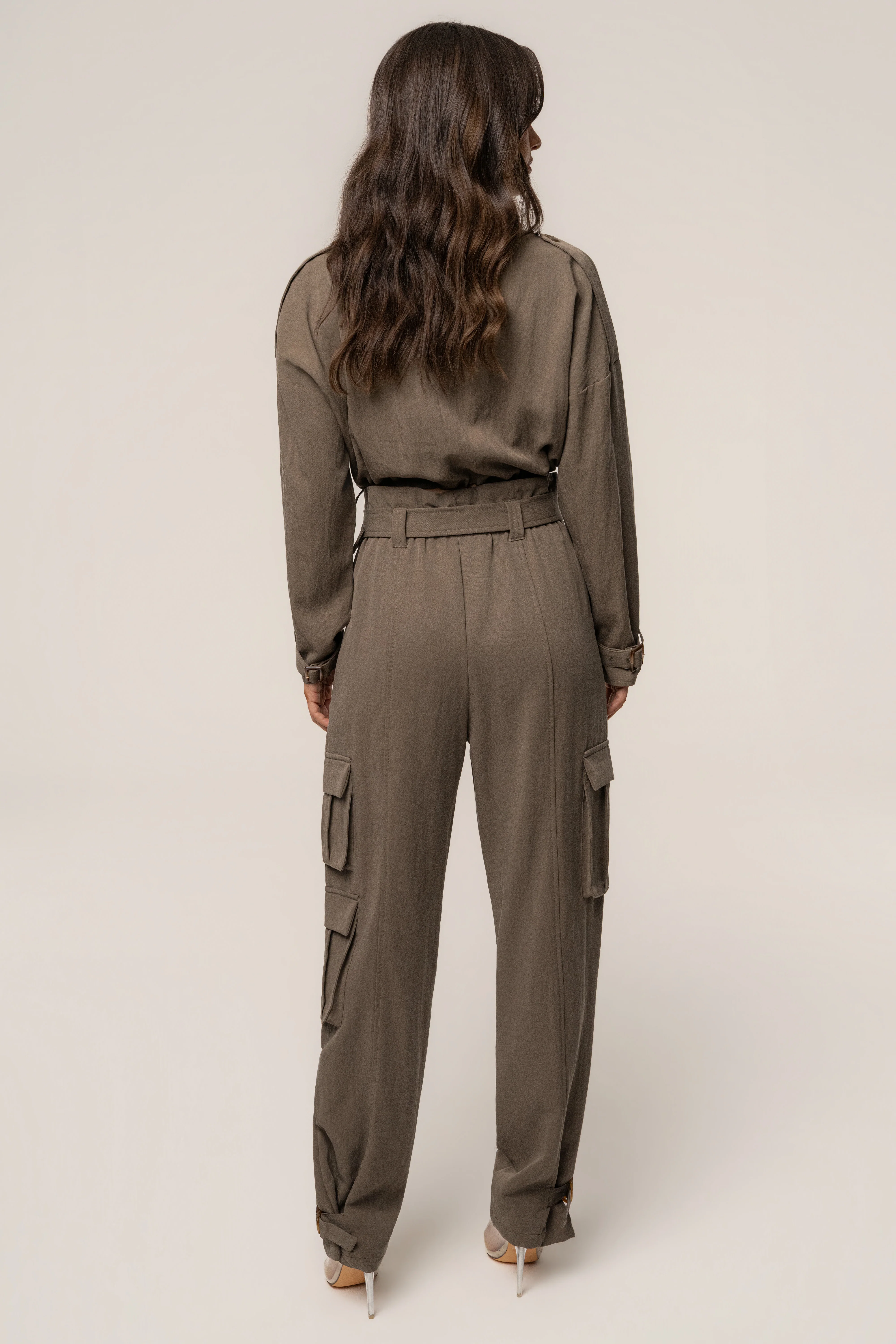 Dark Taupe Boundless Belted Cargo Pants