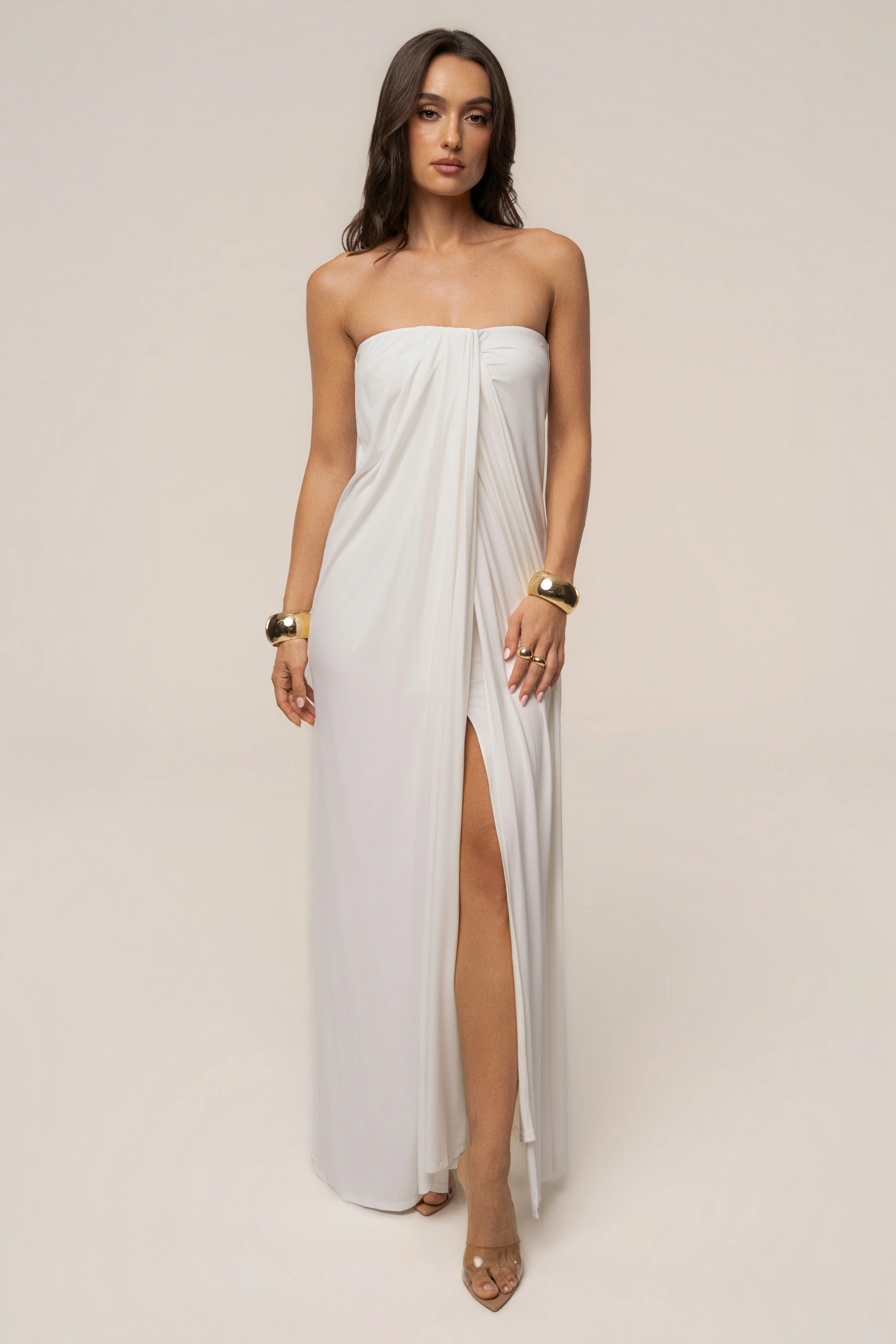 Ivory Heatwave Strapless Maxi Dress