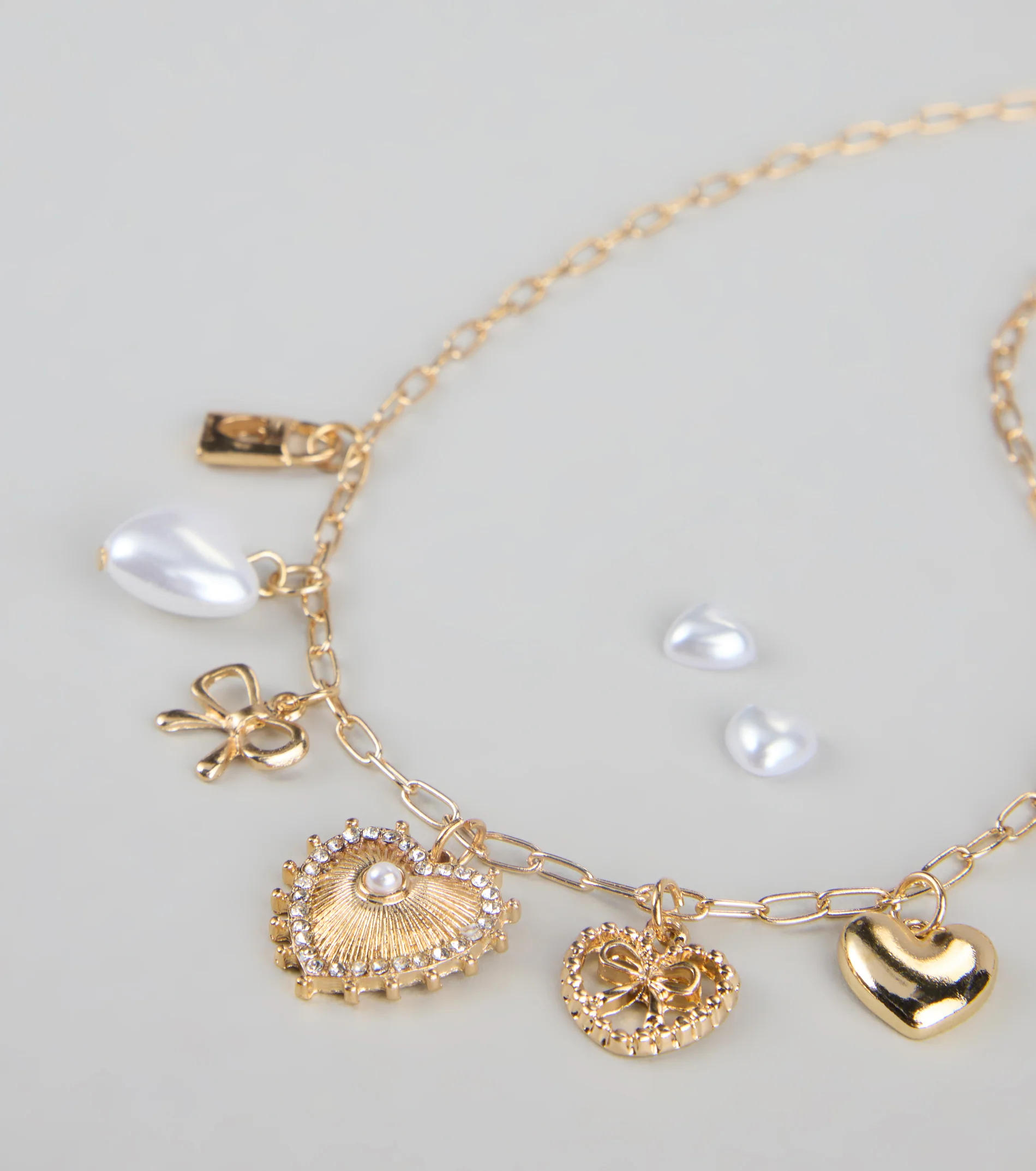 Sweet on You Charm Necklace And Heart Studs