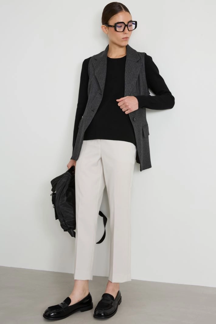 Wool cigarette trousers - PEARL GREY