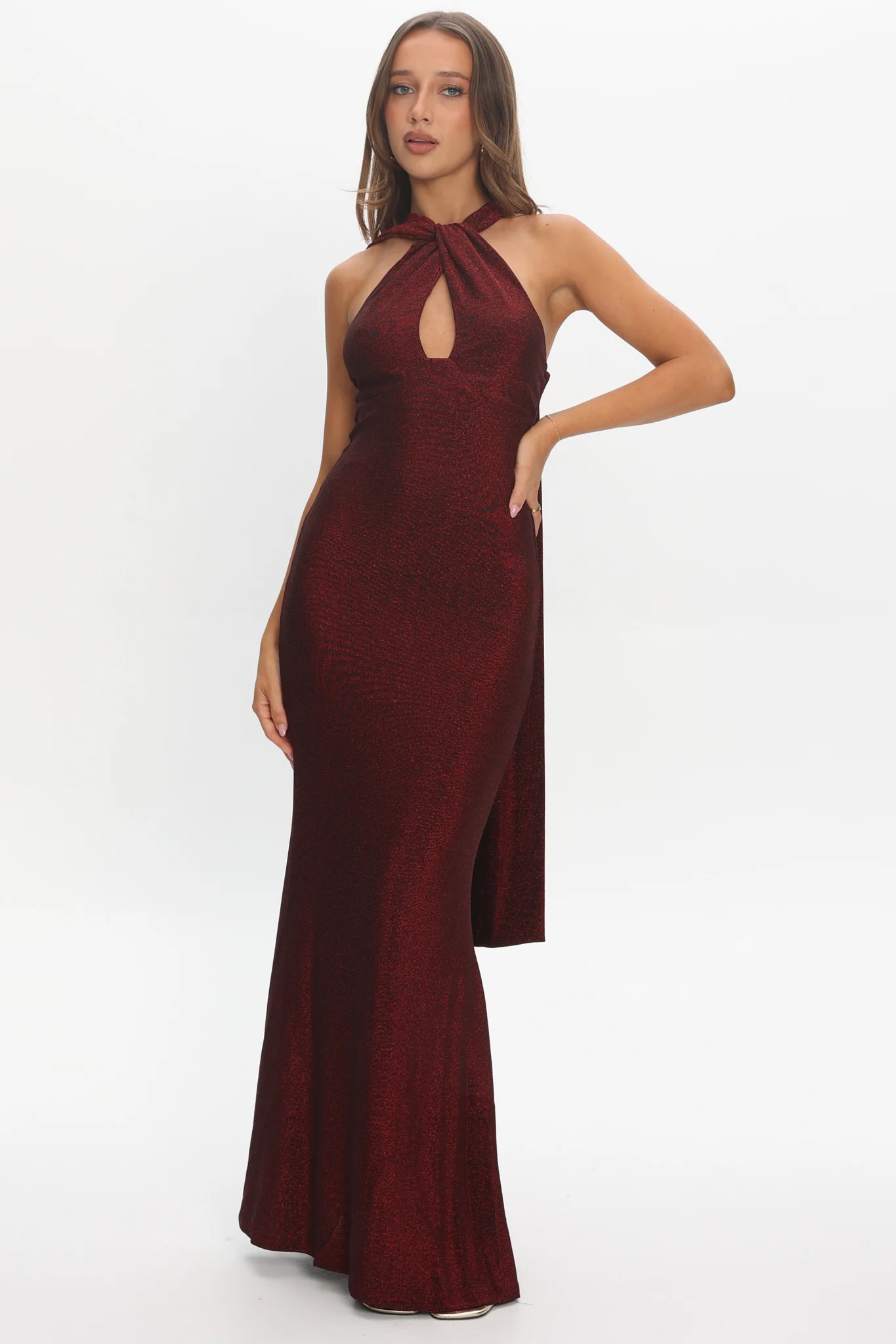 Adrielle Keyhole Halterneck Maxi Dress Wine