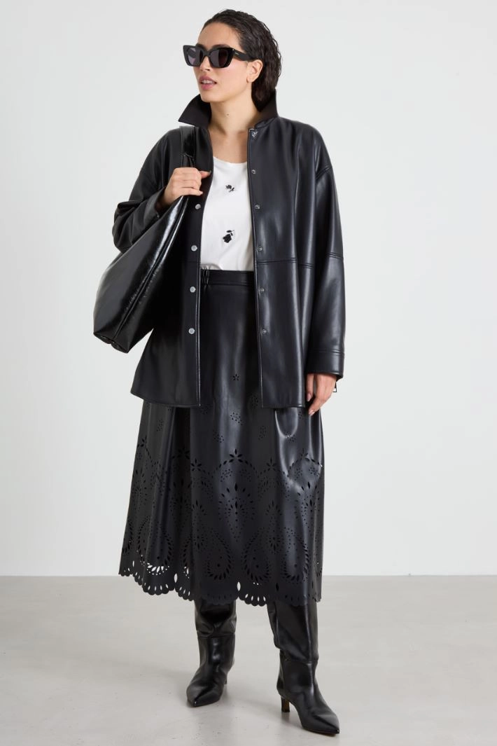 Faux leather skirt - BLACK