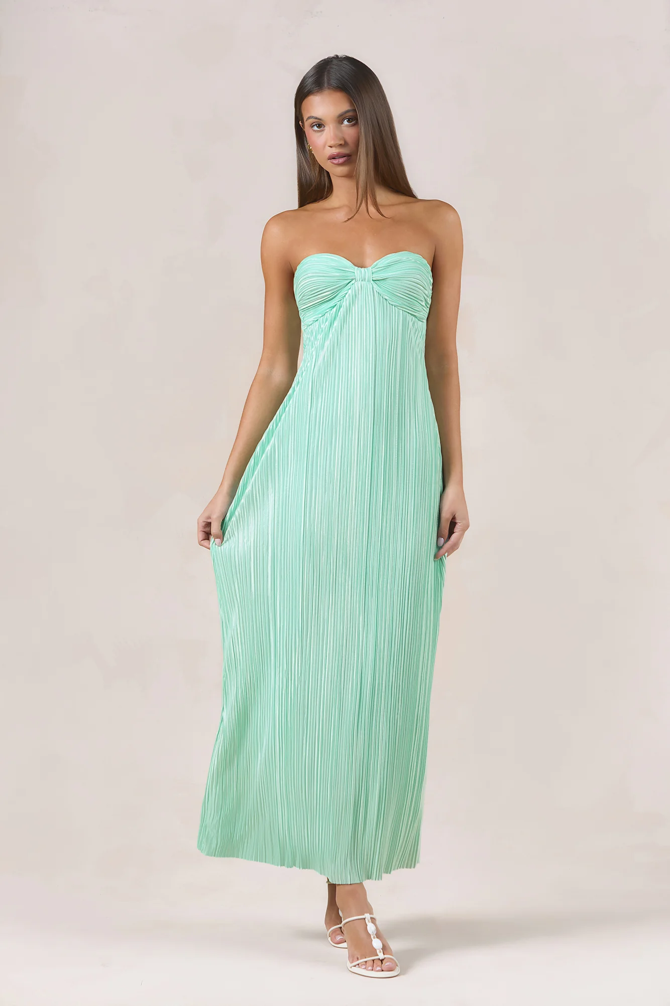 Island Solitude Plisse Strapless Maxi Dress Aqua