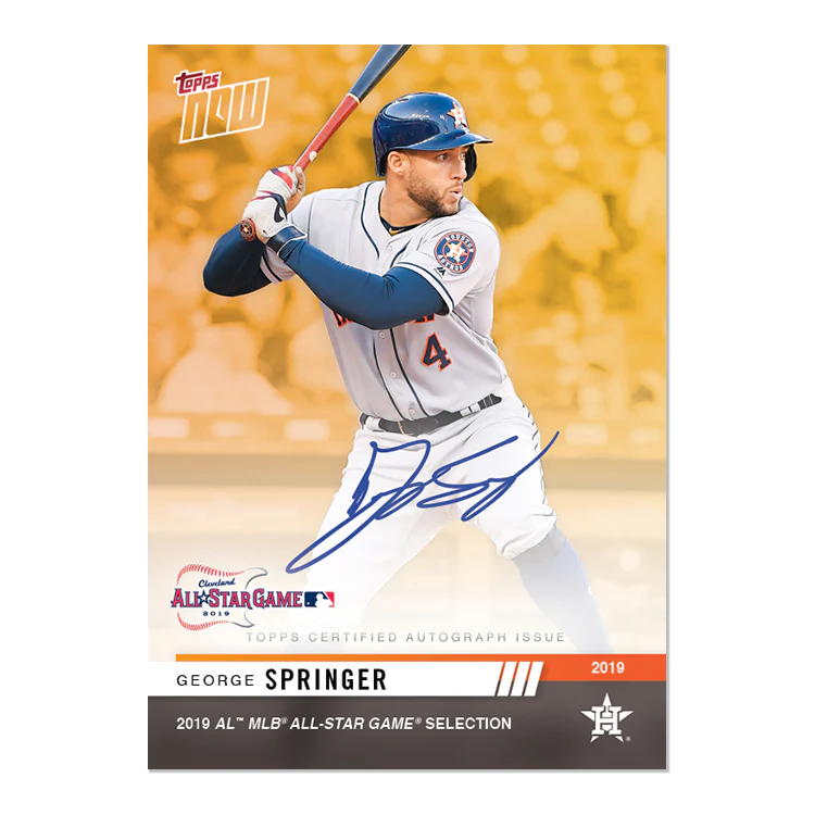 On-Card Autograph # to 1 - George Springer - MLB TOPPS NOW® Card 5E