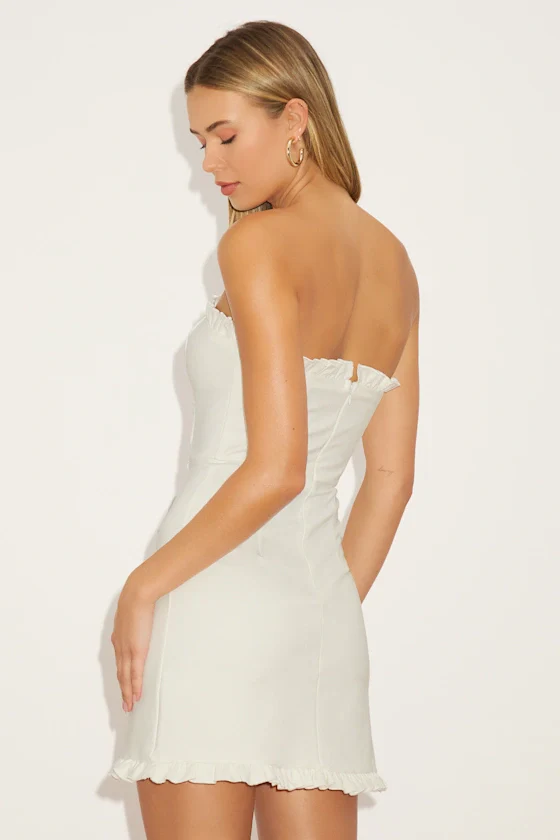 Little Lovely Light Pink Strapless Mini Dress