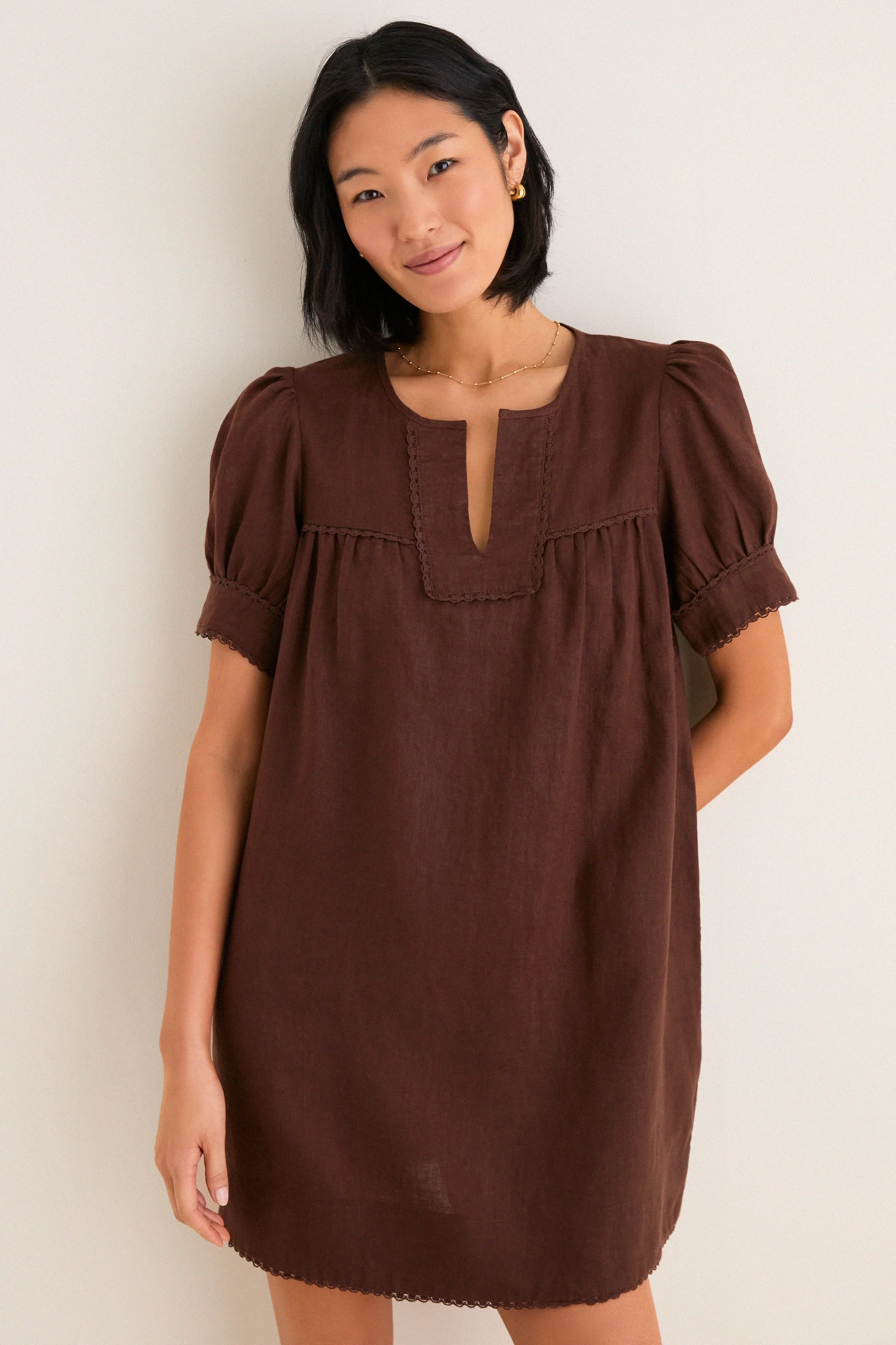 Chestnut Linen Bridget Dress