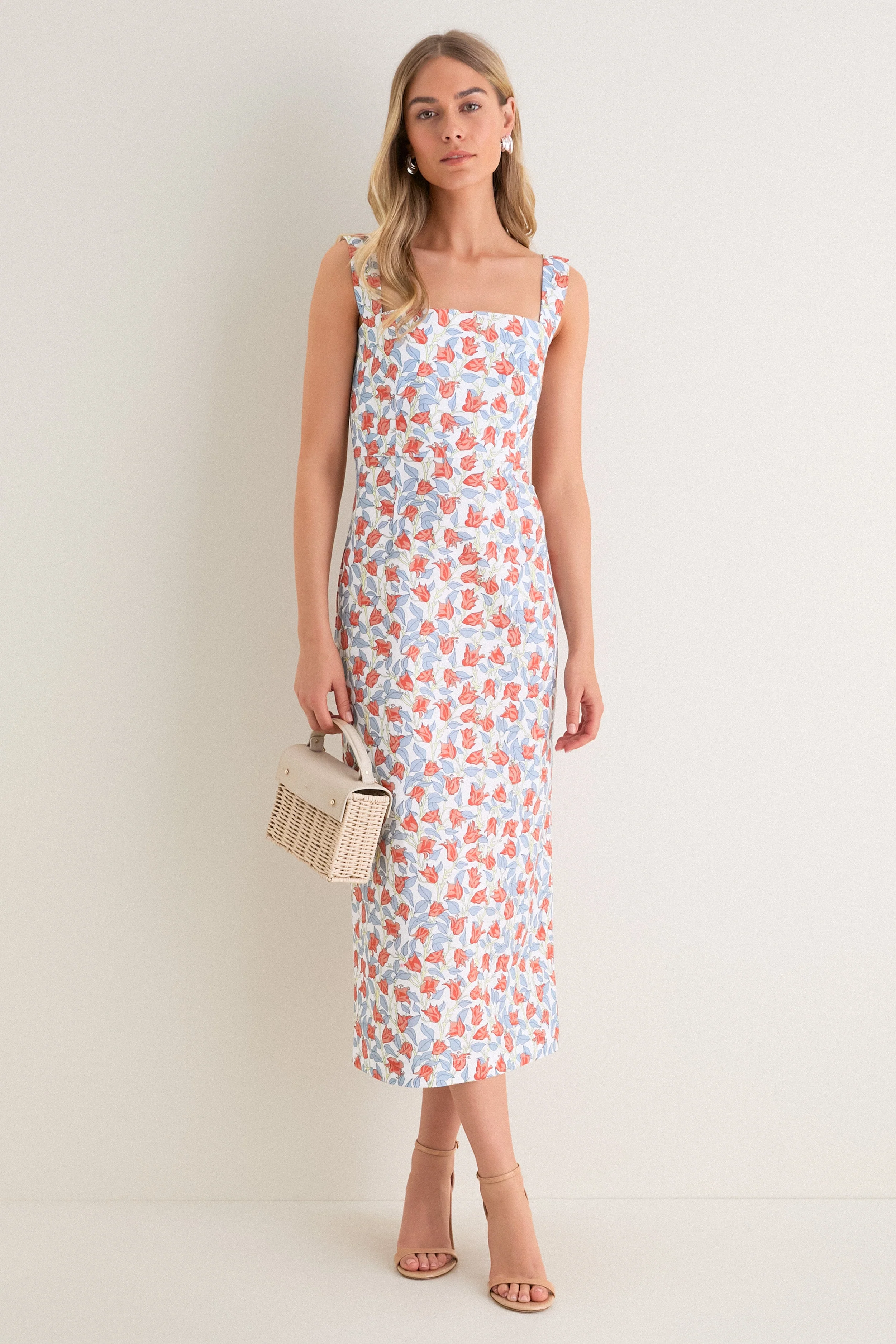 Red Bougainvillea Long Slip Dress