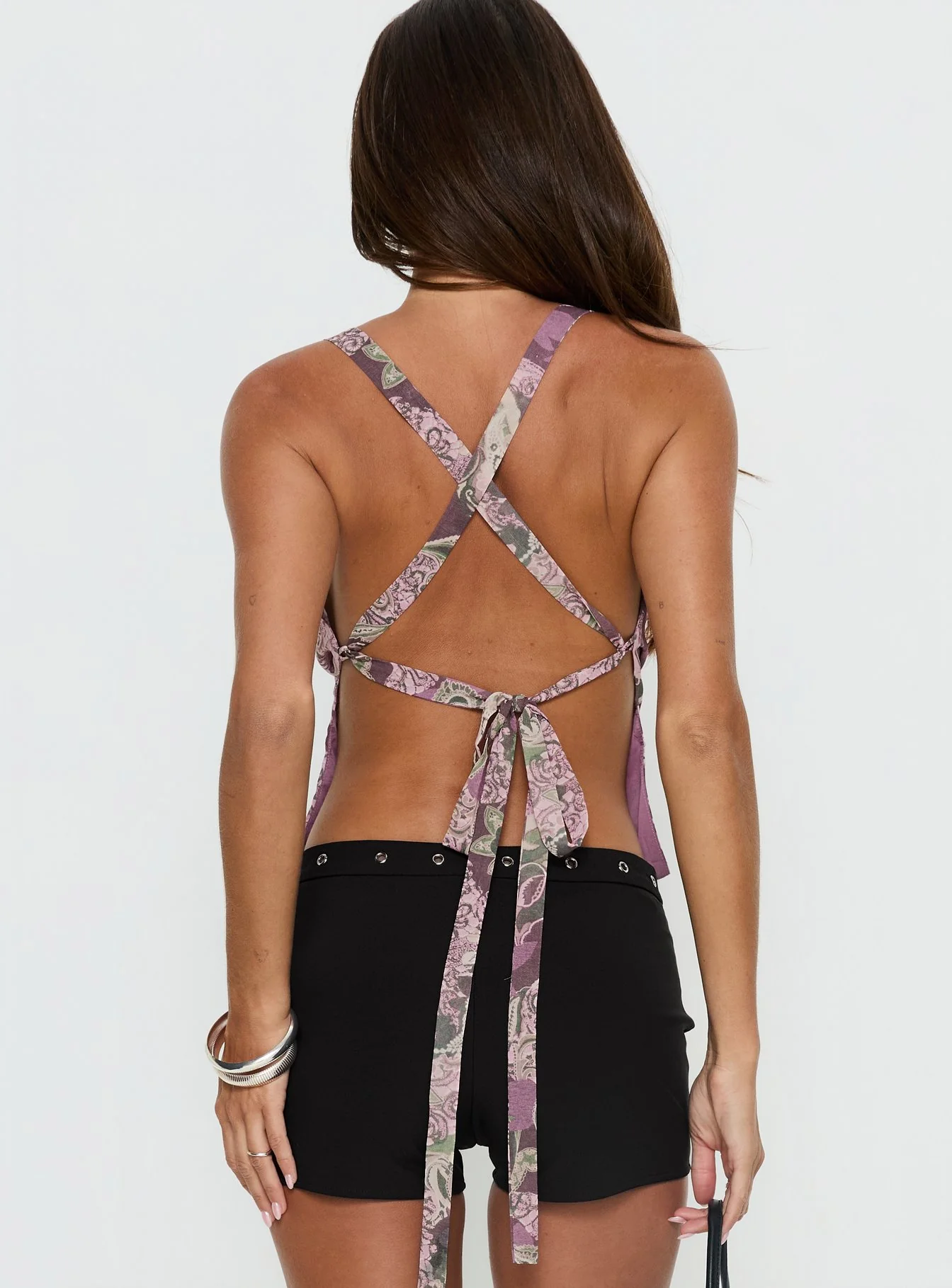 Eboni Multi Wear Cowl Neck Top Purple Multi