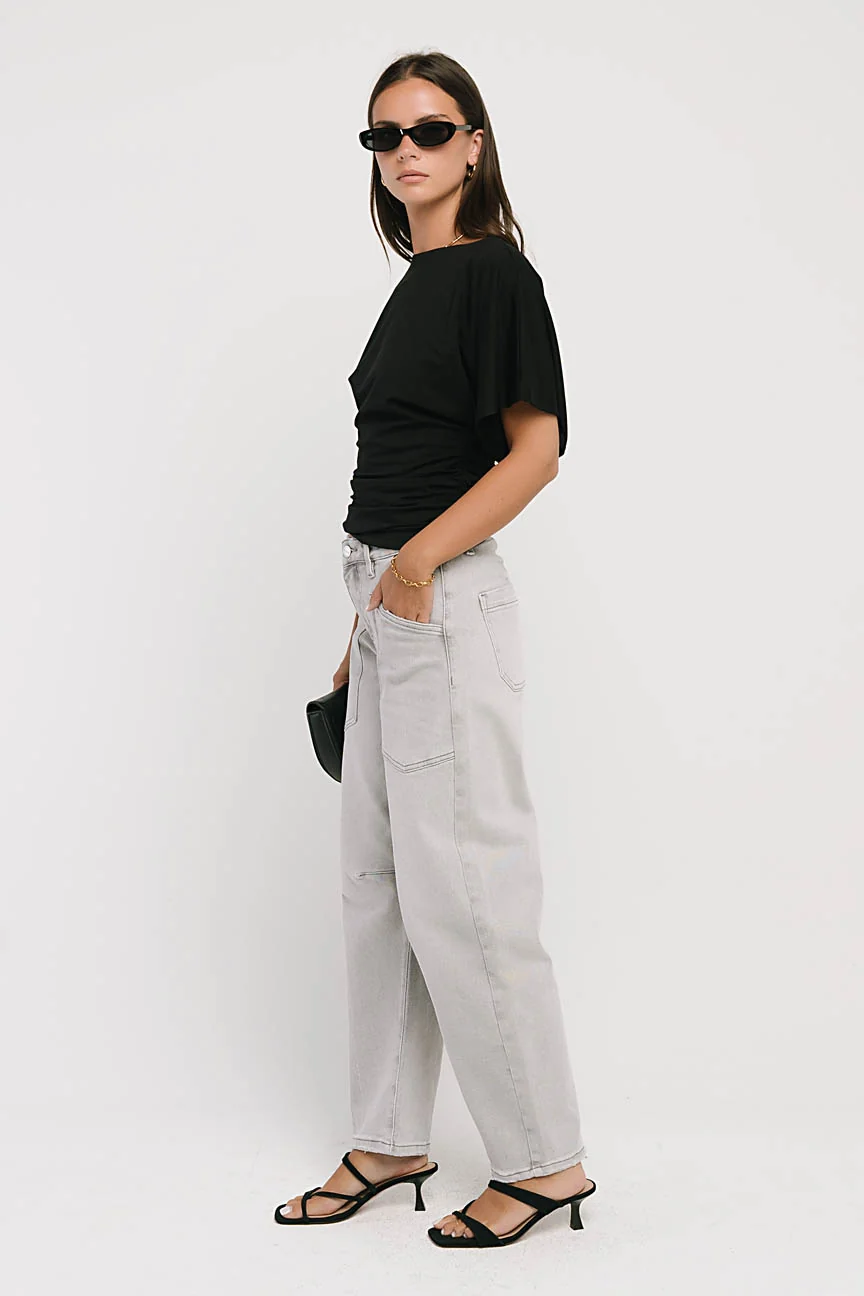 Jaida Ruched Top in Black