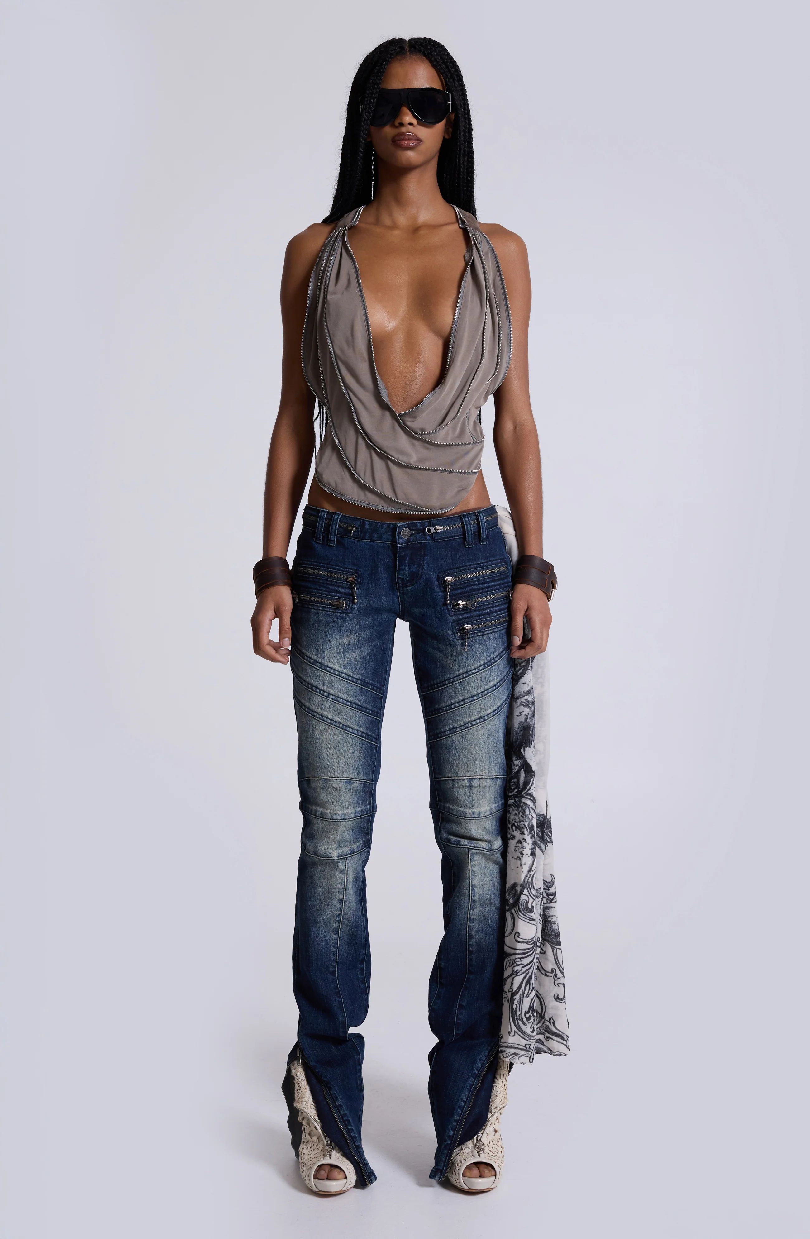 Vrax Cowl Zipper Top