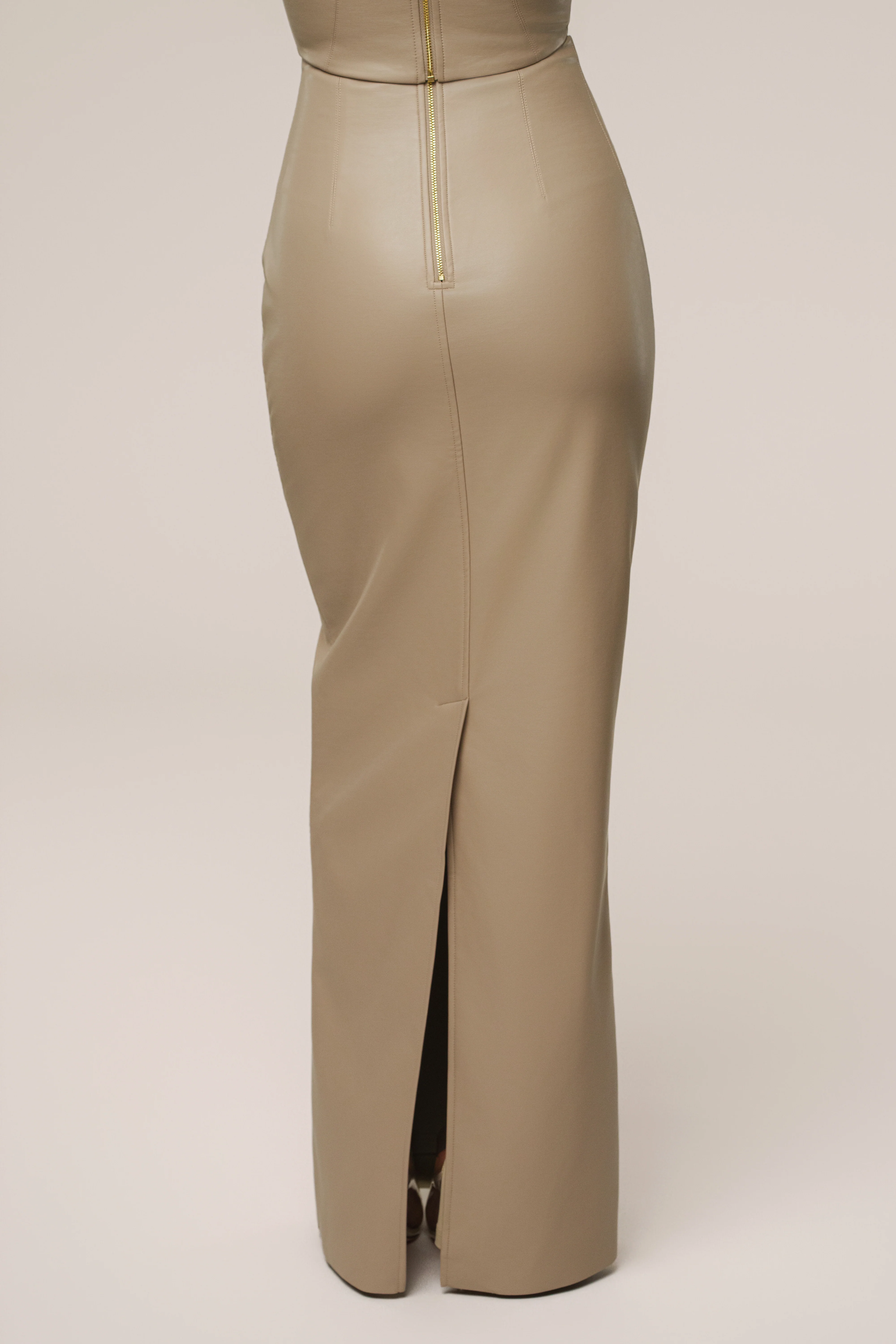 Tan Ace PU Leather Skirt