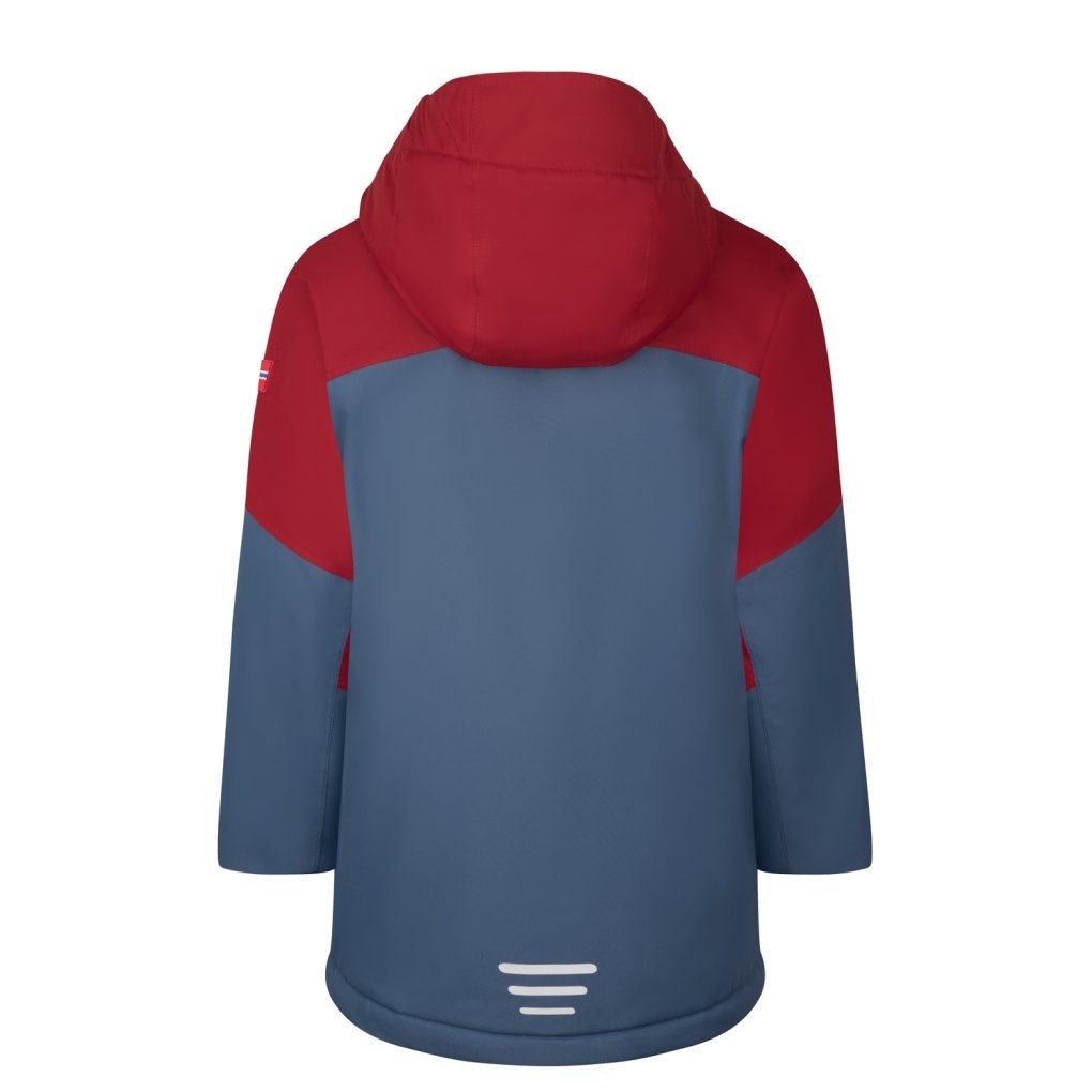 Trollkids Kongsberg Jacket Kids - Carmin Red/Mystic Blue/Glow Green
