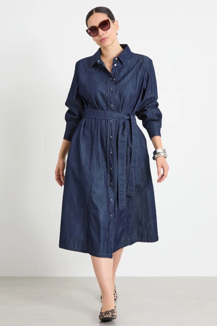 Lightweight denim shirt dress - NIGHT BLUE