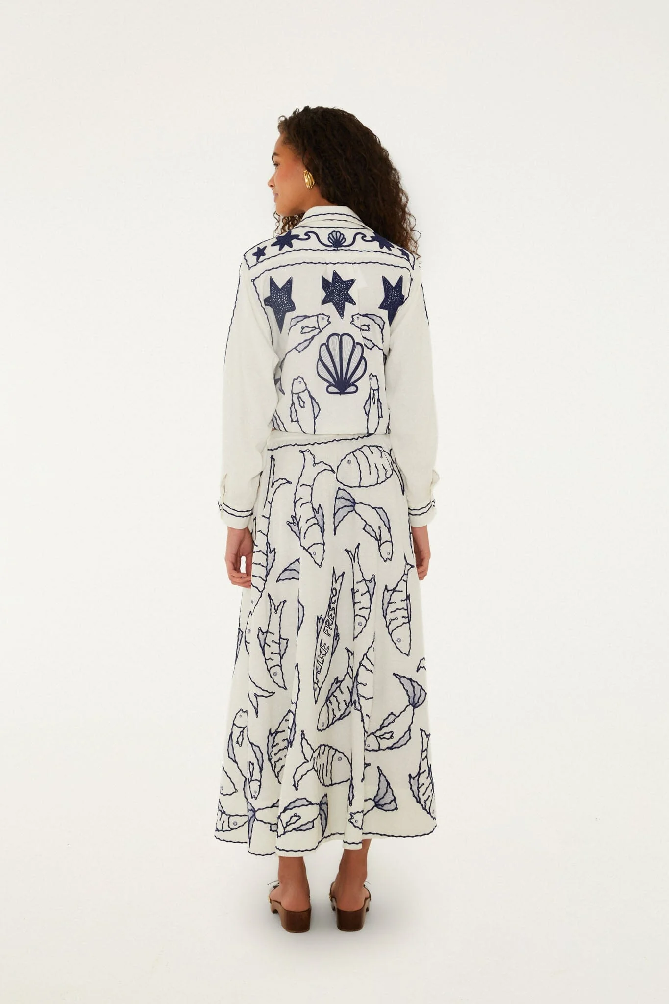Off-White Fresh Fish Embroidered Midi Skirt