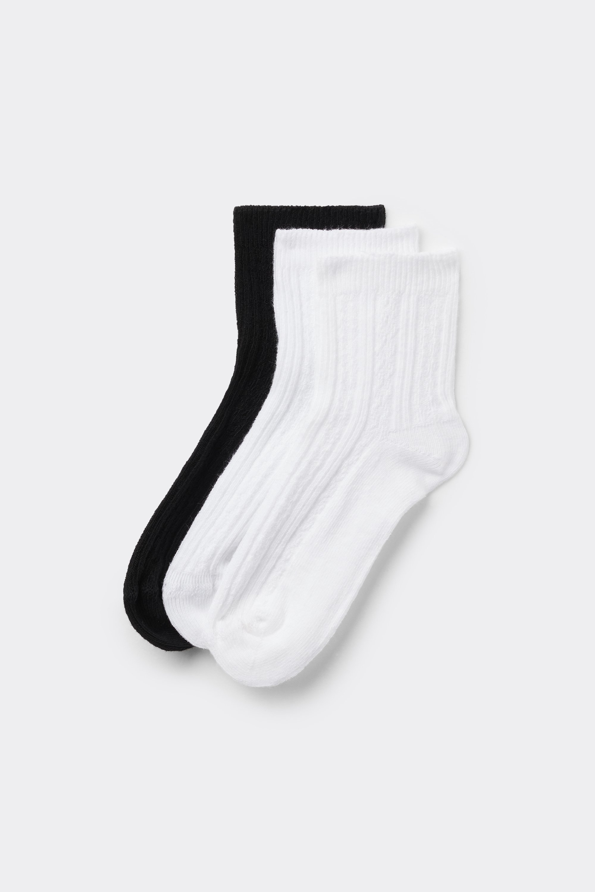 3 Pairs of Women’s Very Short Patterned Socks in Ribbed Cotton