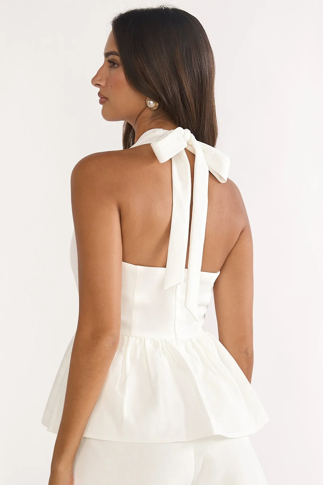 Molly Halter Peplum Top White