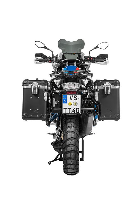 Touratech ZEGA Evo X suitcase With 38/38 offset - Black support included - Black anodizedRef: Trt00887A / 01-045-6867-0