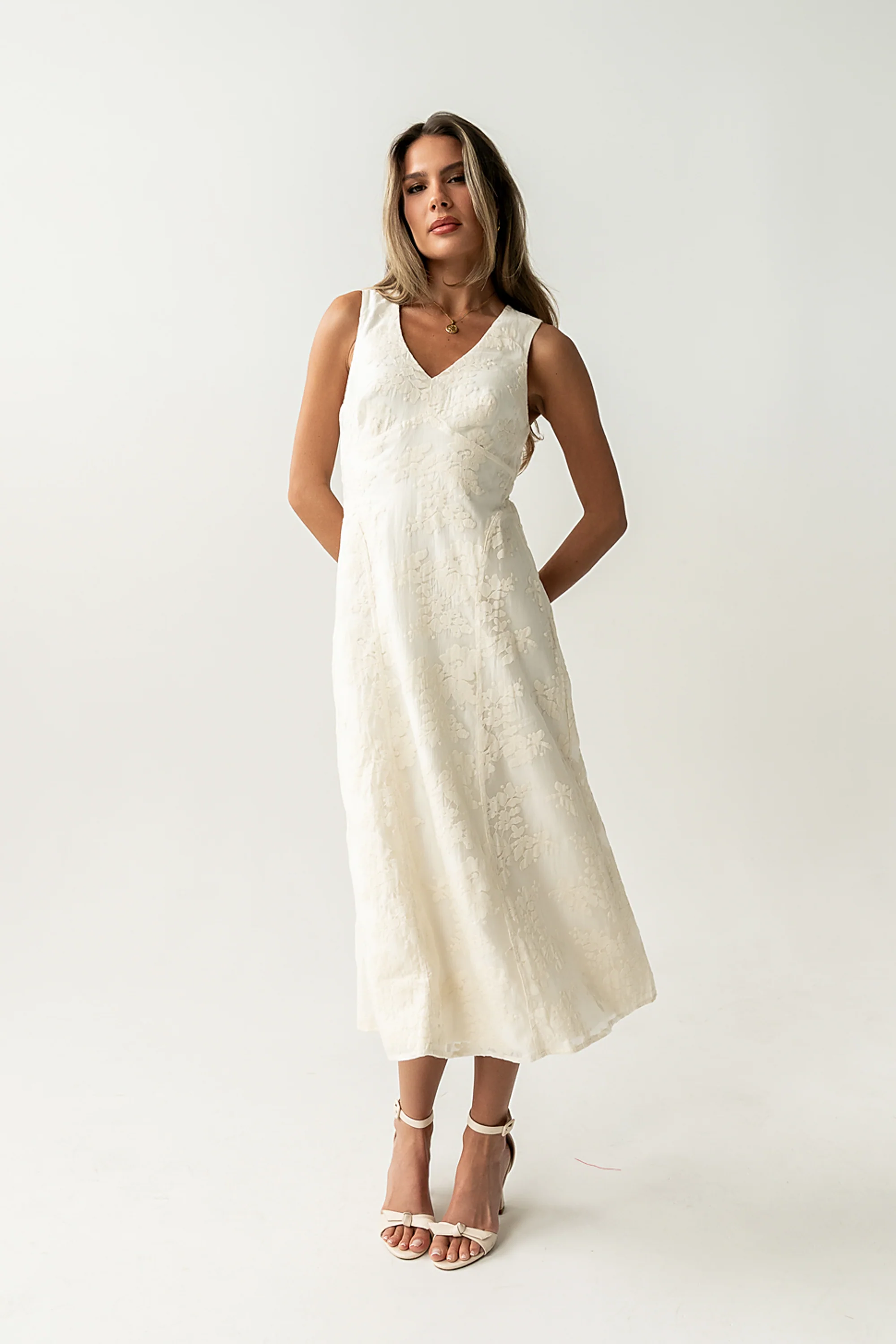 Ariel Embroidered Midi Dress