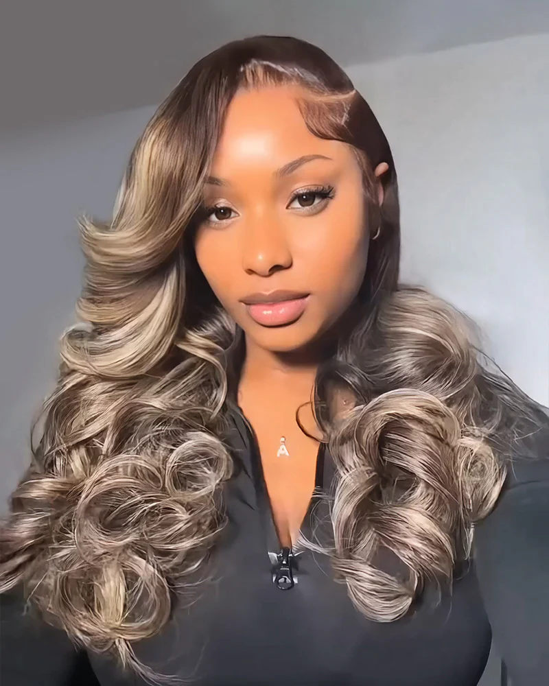 Ophirawig 6x5/13x6 Glueless Wig Ombre Platinum Blonde Balayage Highlights Loose Body Wave Wig Pre-cut Lace Beginner Friendly