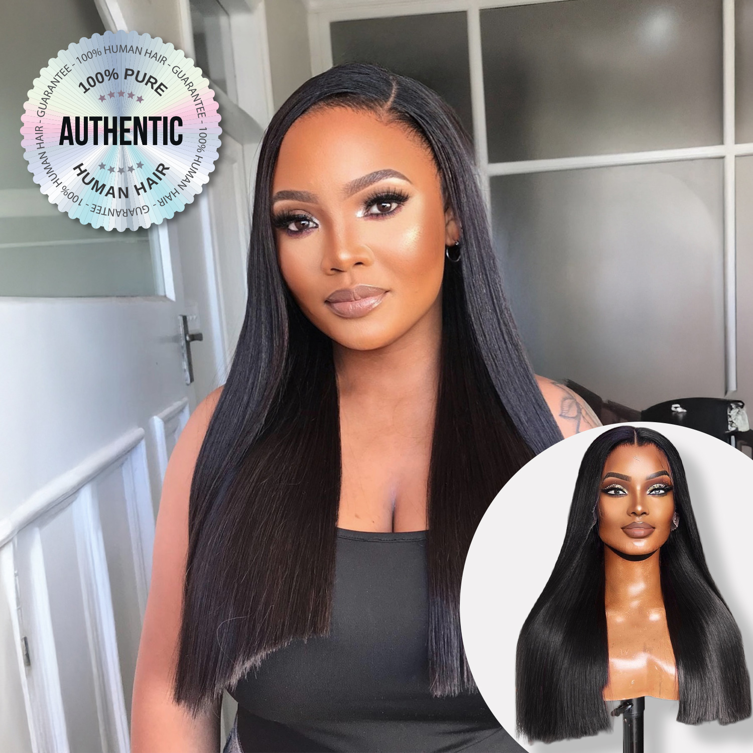 UpScale 100% Human Hair Glueless Pre Plucked 13x4 HD Lace Frontal Glueless Double Drawn Wig 18