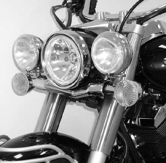 Hepco & Becker Twinlight (road) lights with bracket and cable - chromeRef: Hbe04525A / 4004529 00 02