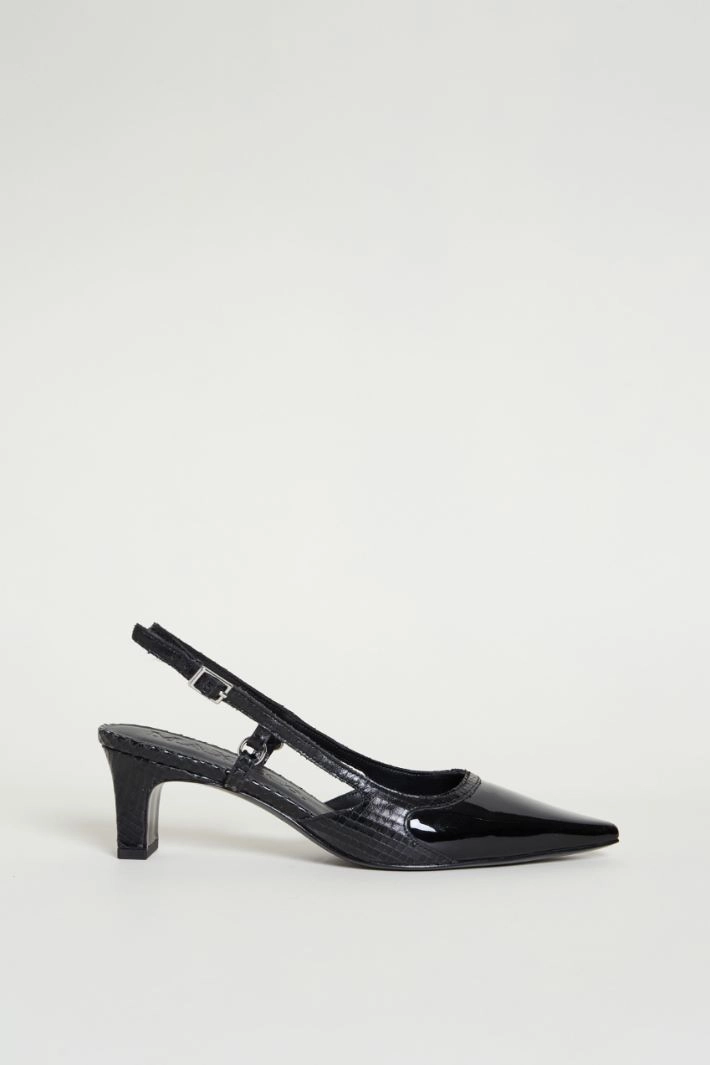 Leather slingbacks - BLACK
