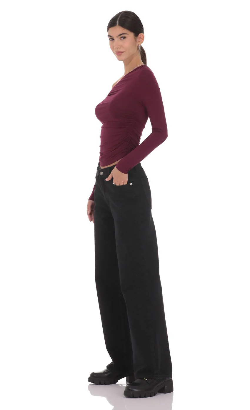 Mid Rise Baggy Jeans in Black