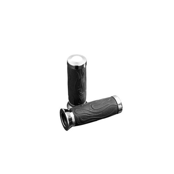 Highway Hawk FLAME RUBBER 22MM Universal Handlebar GripsRef: HIG0566 / 45-0136