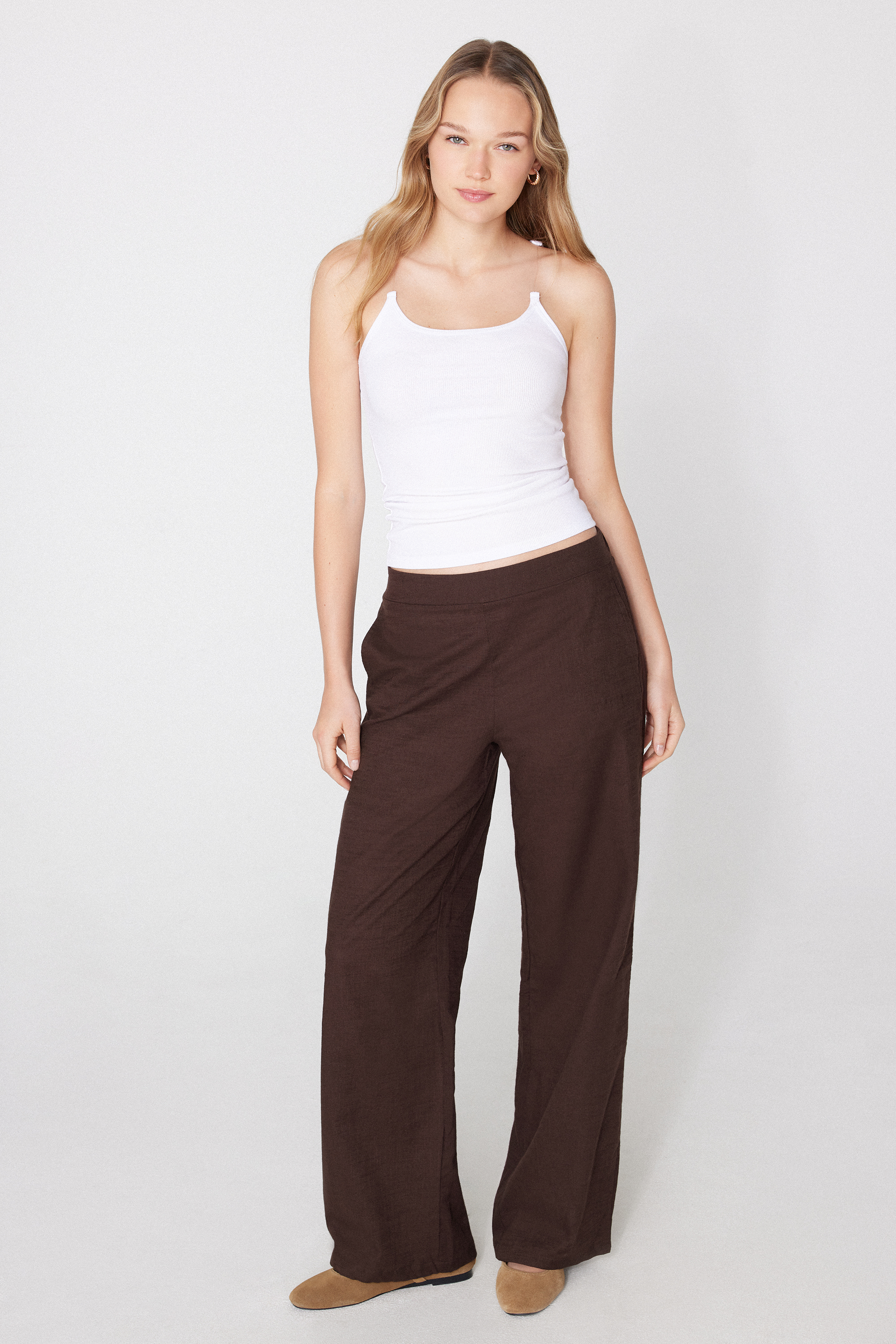 Cotton Canvas Palazzo Trousers