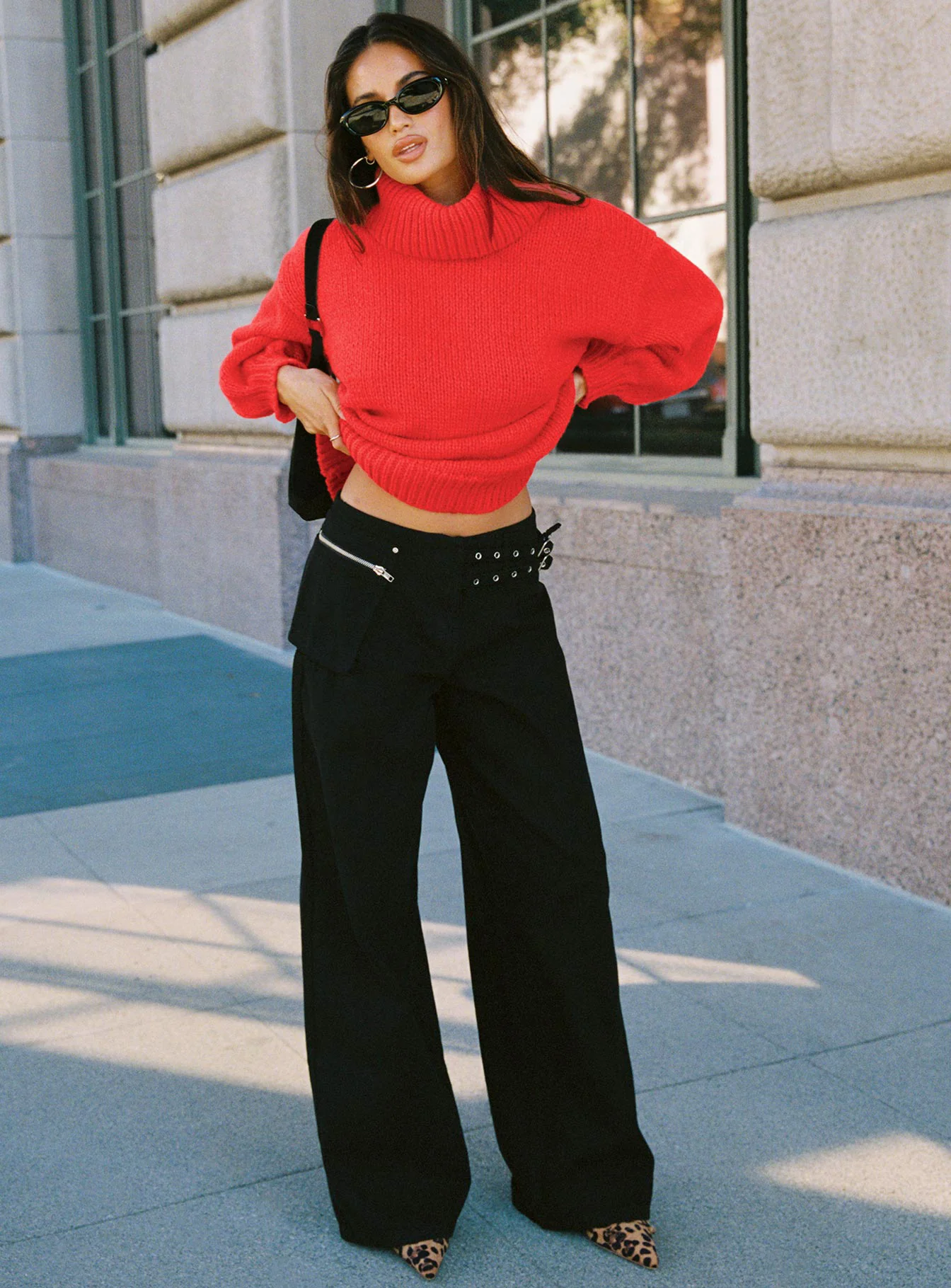 Paltrow Mid Rise Wide Leg Cargo Jeans Black