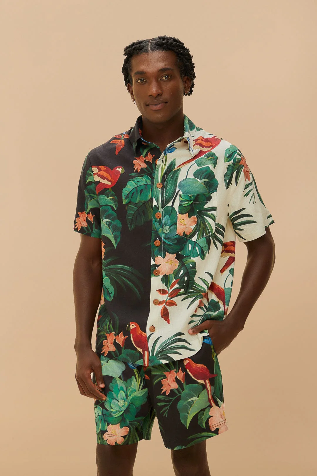Black Midnight Macaw Fiesta Shorts