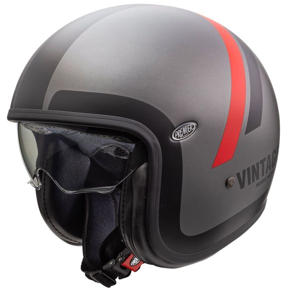 Casque jet Premier VINTAGE - DO MATT - Gris / RougeRef : PE0314