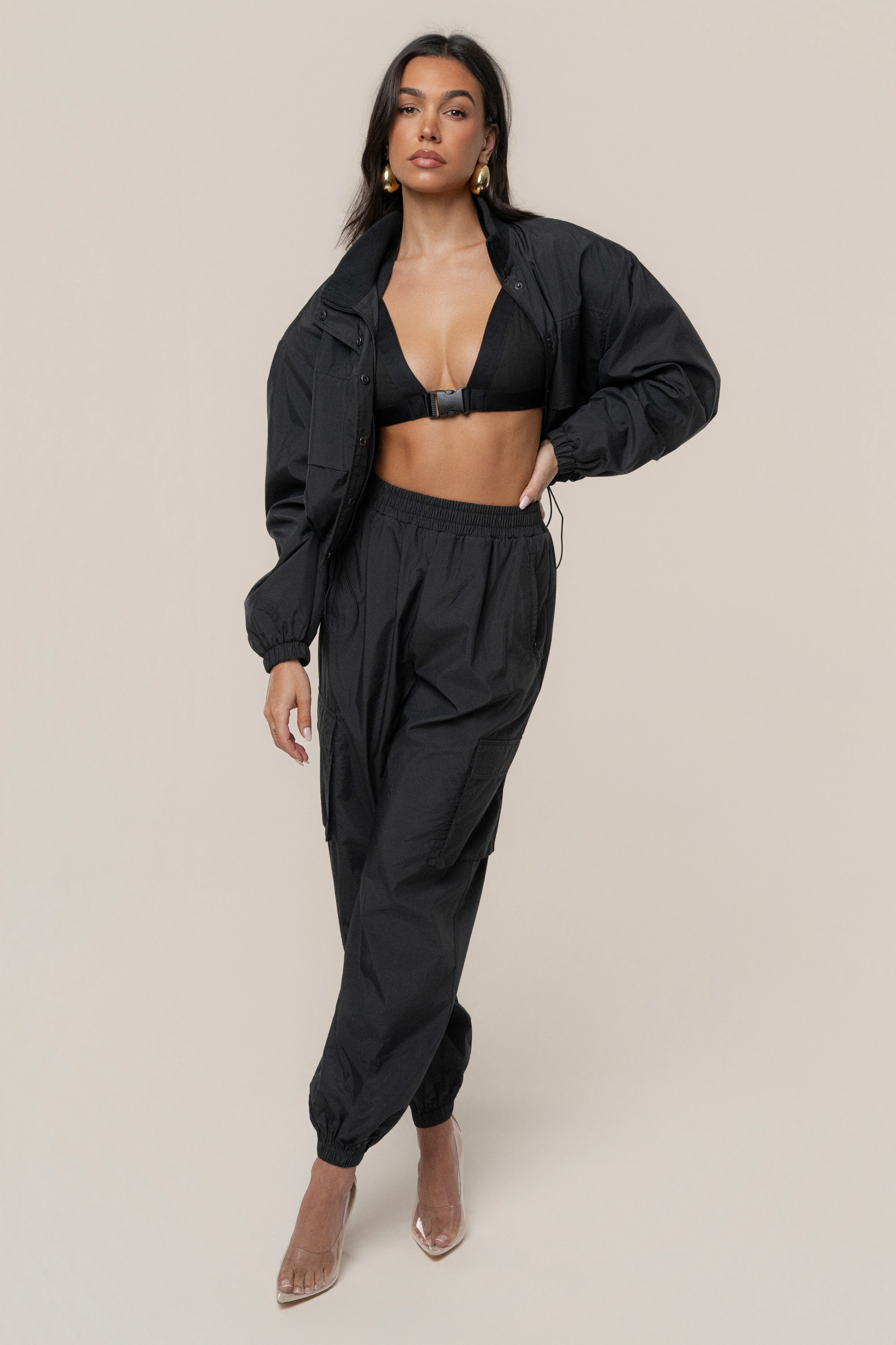 Black Belted Motion Halter Top