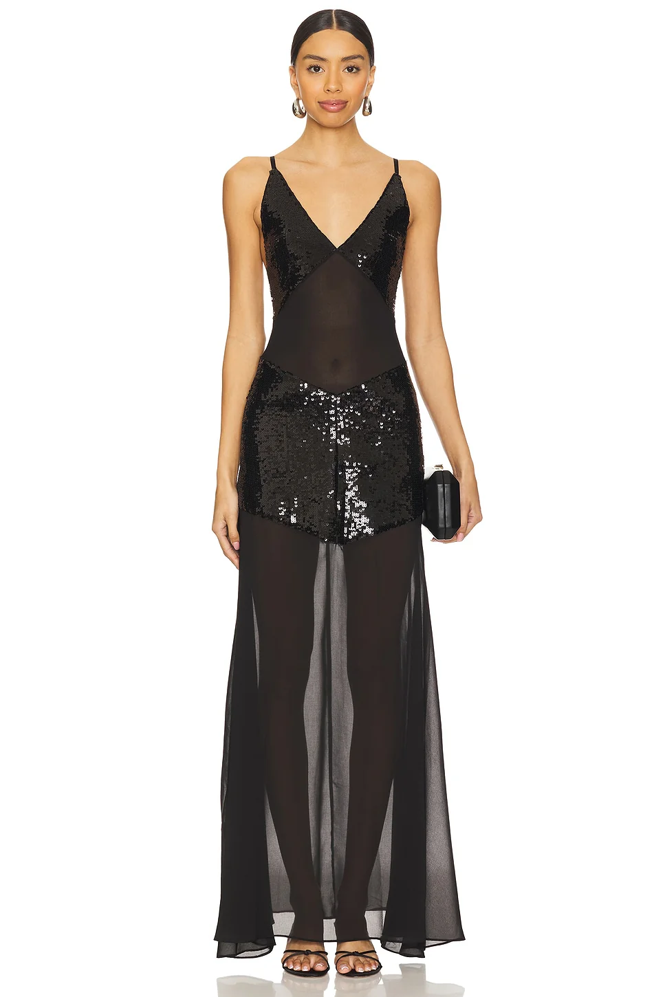 Sheer Panel Maxi Dress