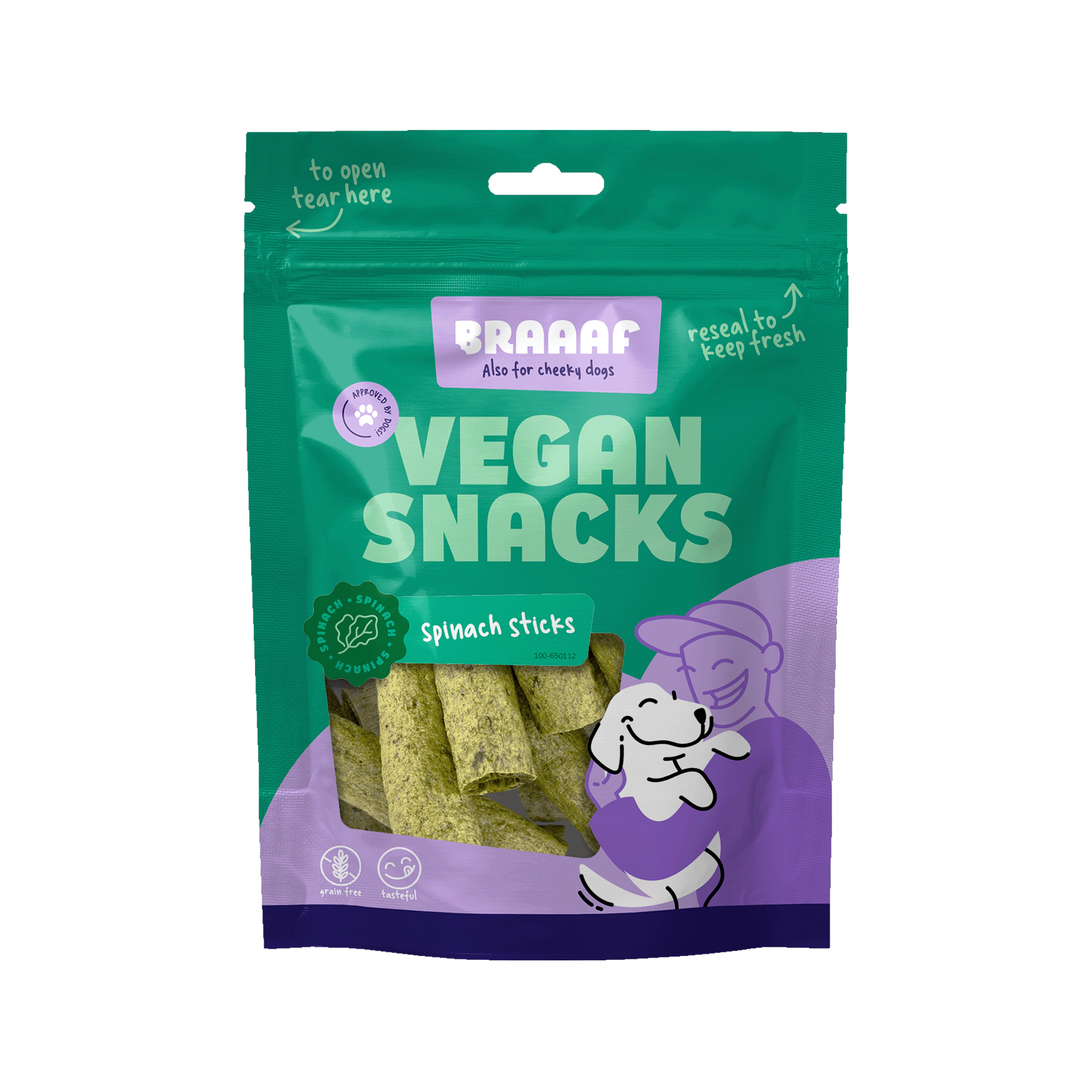 Braaaf  Vegan Snack Sticks - Spinach - 6 cm