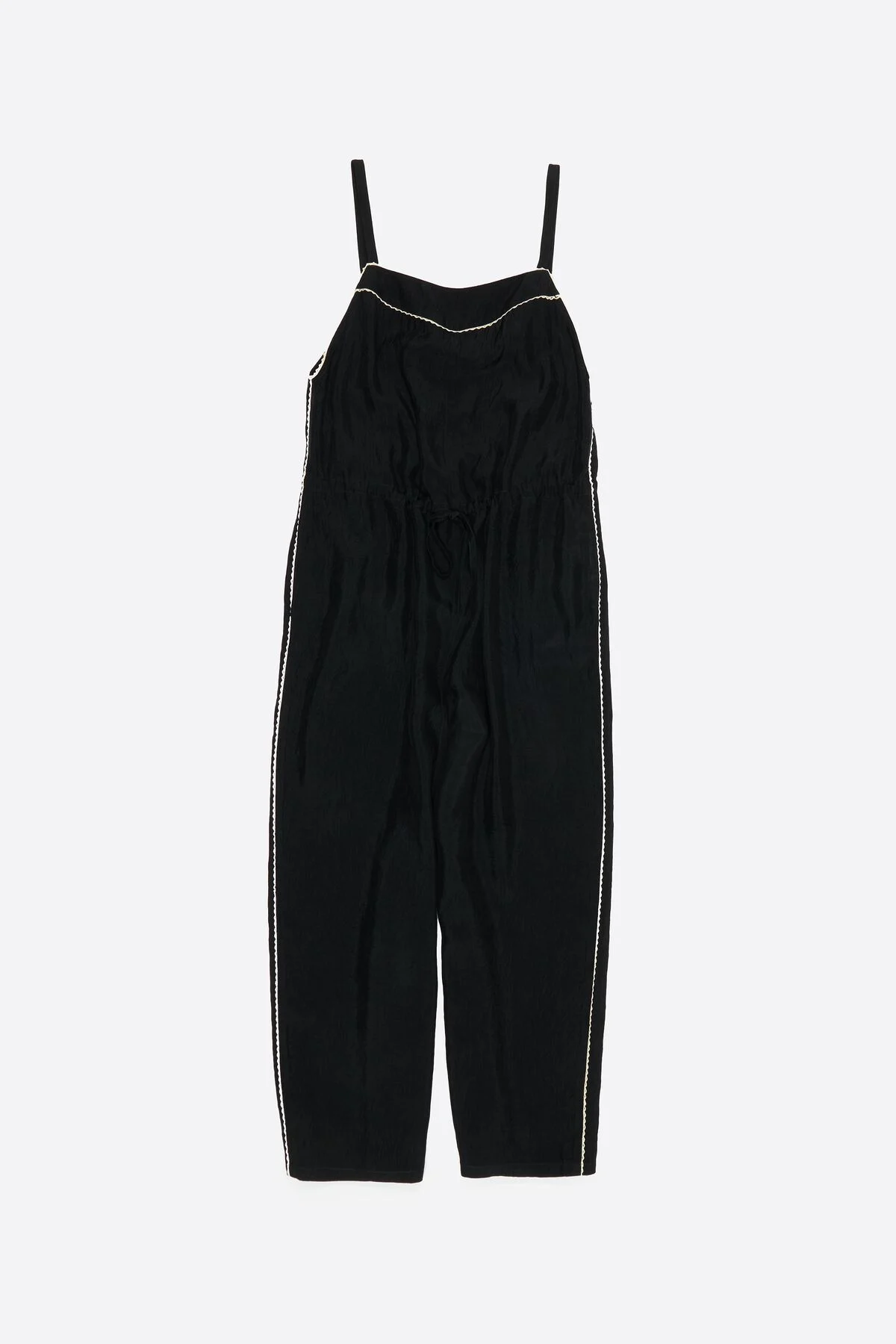 Black fluid jumpsuit with adjustable waist