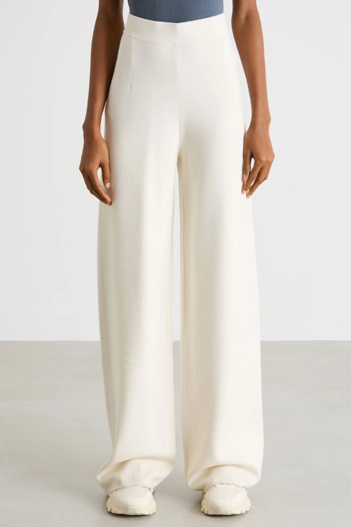 Knitted-waist trousers - WHITE