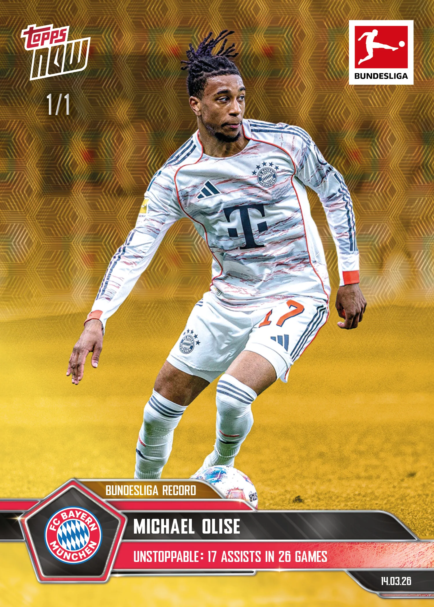 Michael Olise - 2025-26 Bundesliga Topps NOW® - Card 147 - PR:740