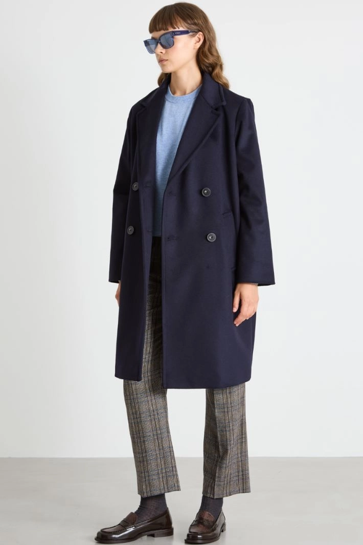 Double-breasted drap coat - NIGHT BLUE