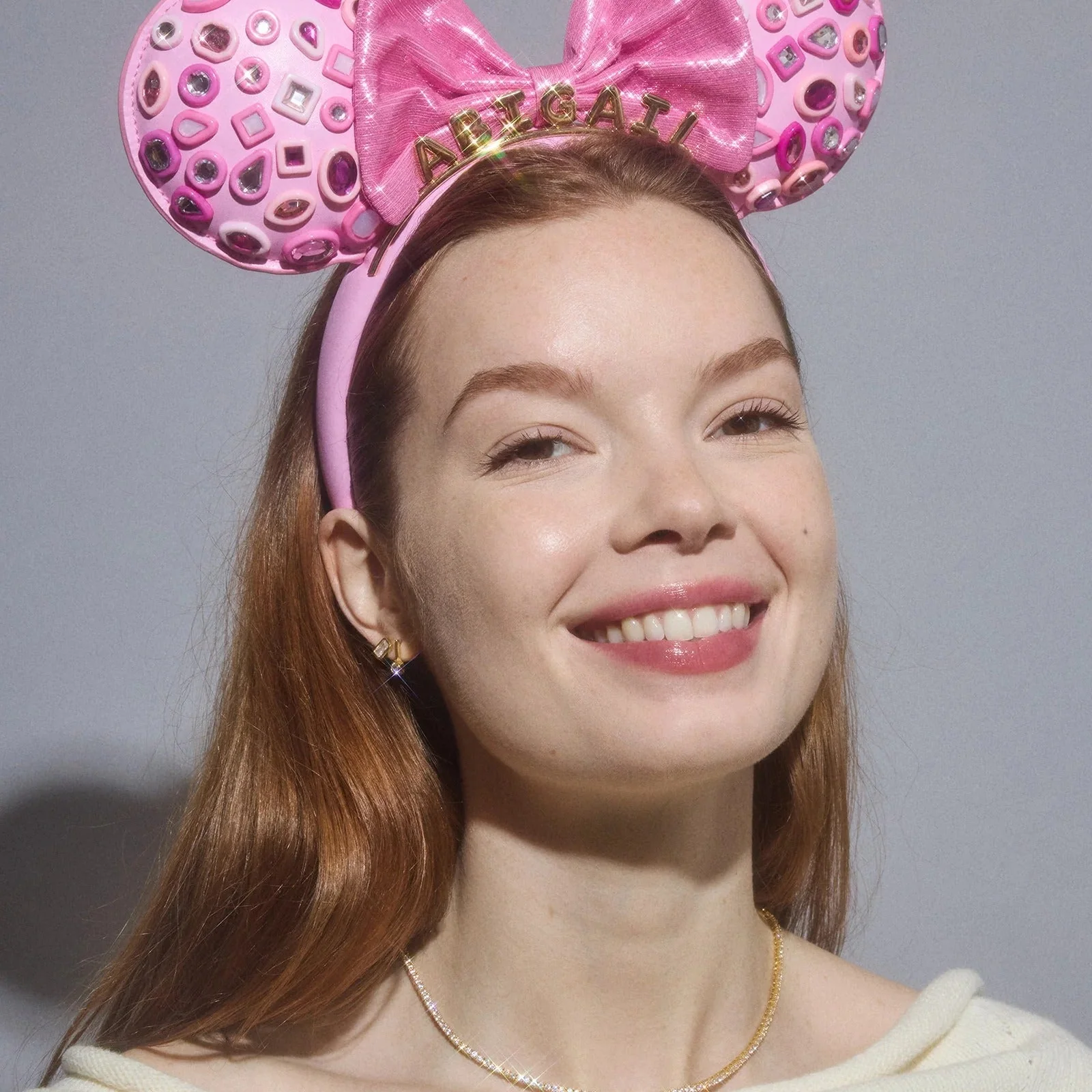 Disney Minnie Mouse Hot Pink Crystal Custom Ears Headband - Minnie Mouse Hot Pink Crystal Custom Ears
