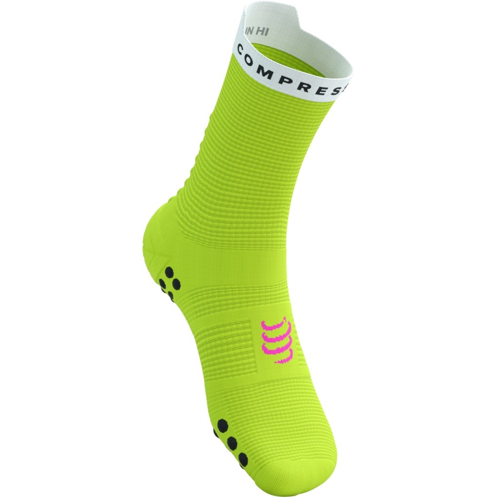 Compressport Pro Racing Compression Socks v4.0 Run High - safety yellow/white/black/neon pink